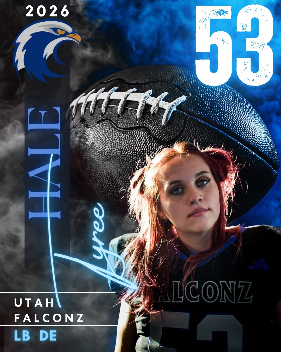 Meet TT #53 &bull; LB / DE

Herriman, Utah native, youth mentor at a residential facility, and rookie Falcon.

TT started playing football in high school after friends encouraged her to join a girls league, and she quickly fell in love with both the 