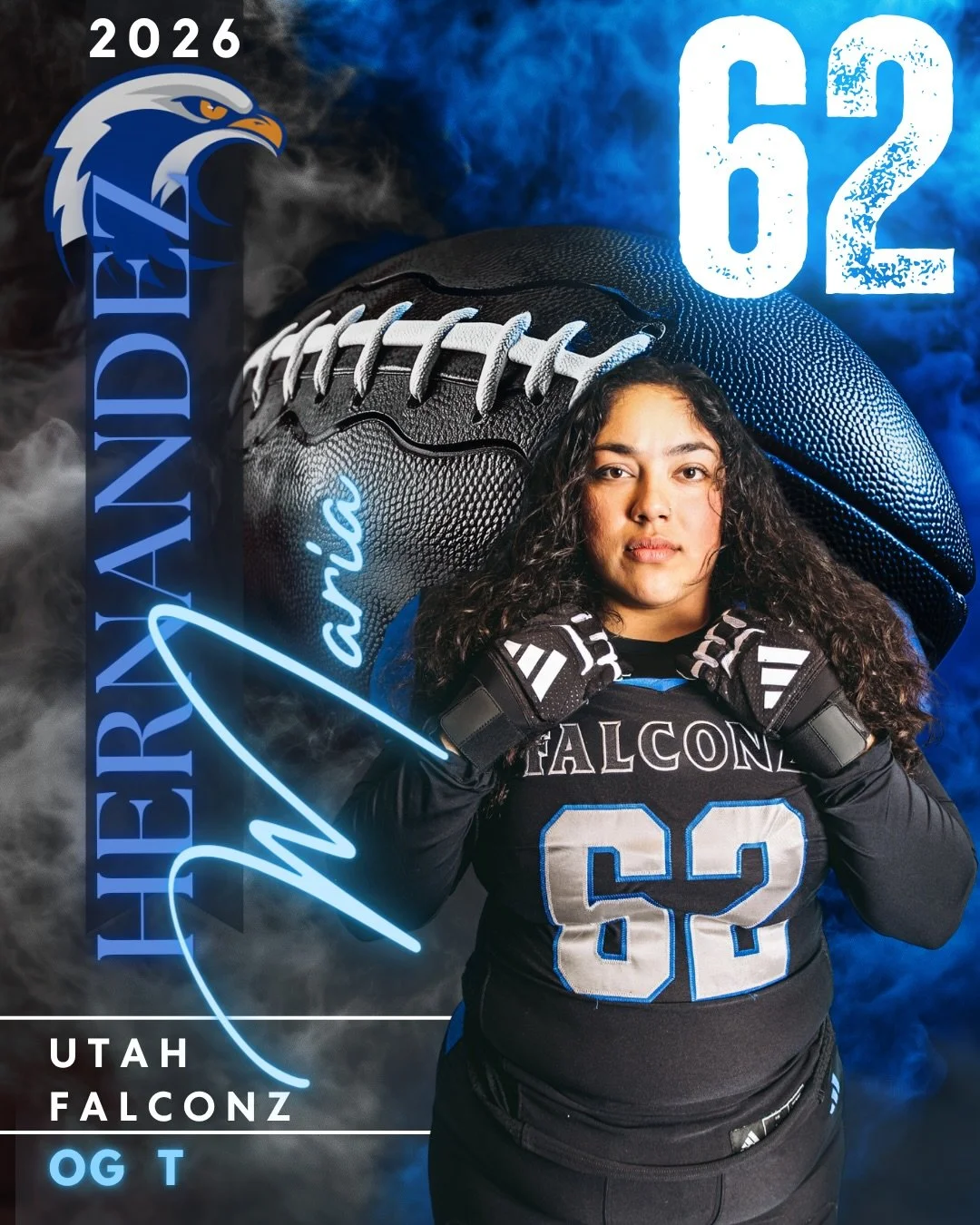 Meet Maria #62 &bull; OG / T

Travel player from Tulare, California, Tulare Western alum, notary and legal assistant, mom, and rookie Falcon.

Maria didn&rsquo;t get the chance to play football growing up because she was told it wasn&rsquo;t for girl