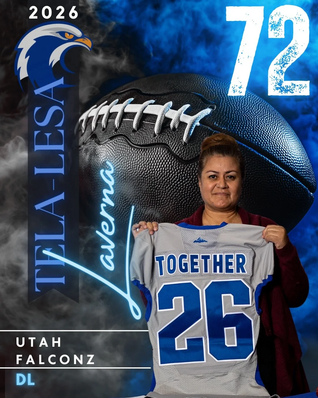 Meet Verna #72 &bull; DL

Provo, Utah local, healthcare and airline agent, and rookie Falcon.

Verna was drawn to football through the excitement her sister brought to the game after playing for years. That energy and love for the sport inspired her 