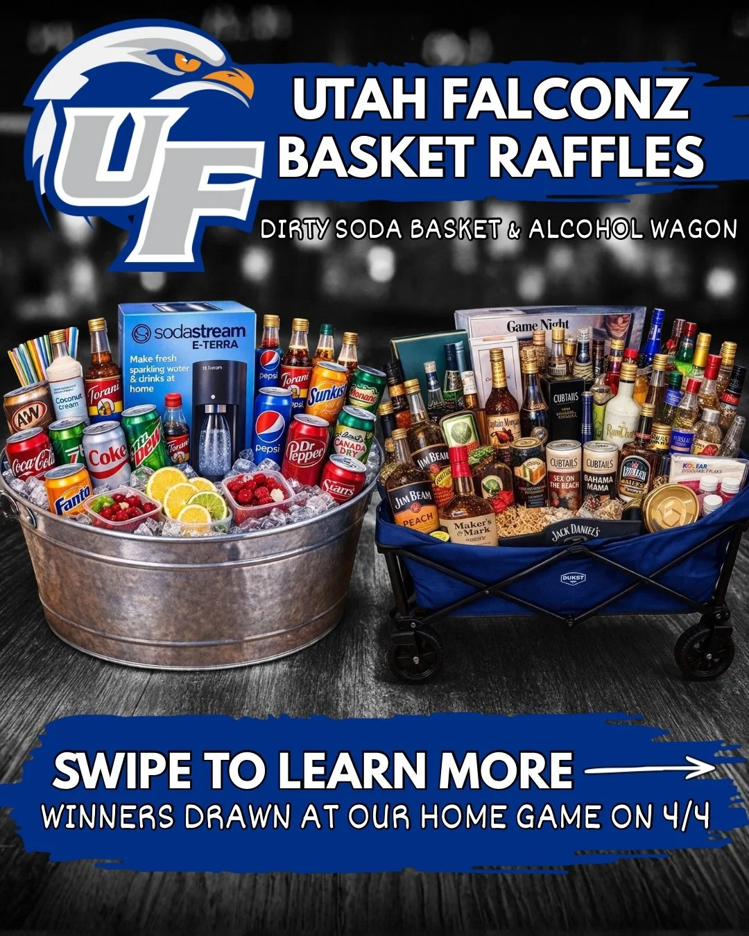 Sip, win, and support the Falconz🏈

We&rsquo;re raffling off TWO baskets:
🥤Dirty Soda Basket
🍺Alcohol Wagon

🎟 Tickets: $5 each or 5 for $20
📲 Venmo: Gina-Mondragon-26 (include your basket choice)

Proceeds support women&rsquo;s tackle football 