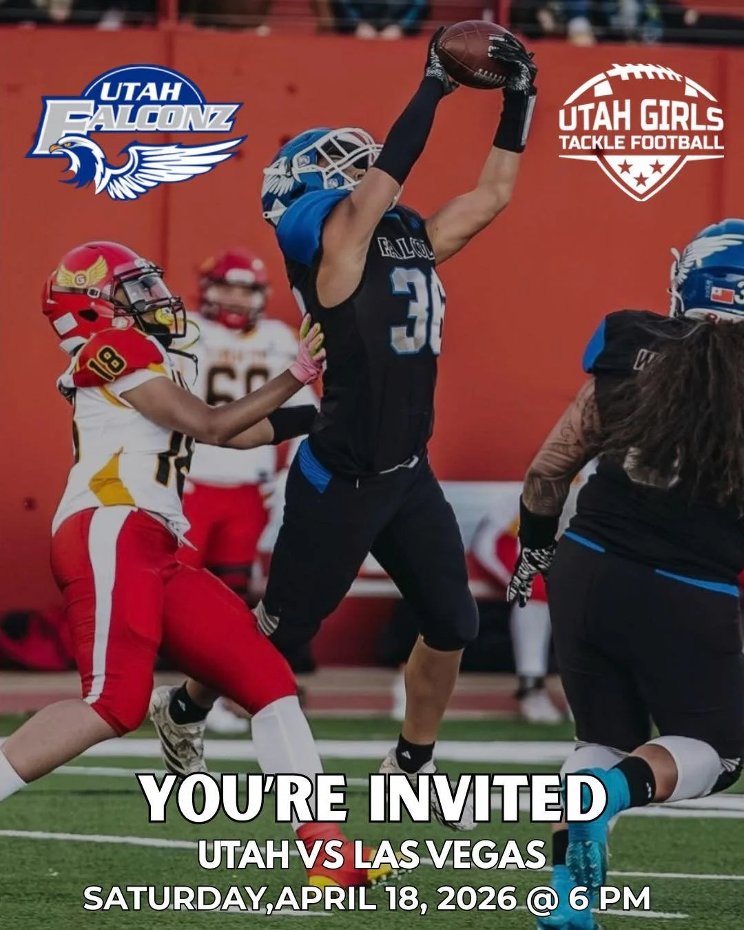 Calling all Utah Girls Tackle Football players 📣
This one&rsquo;s for YOU. @utahgfl

Come out and watch the Utah Falconz take on the Las Vegas Silver Stars
🗓 Saturday 4/18
⏰ 6PM
📍Judge Memorial High School
650 S 1100 E, Salt Lake City, UT

Wear yo