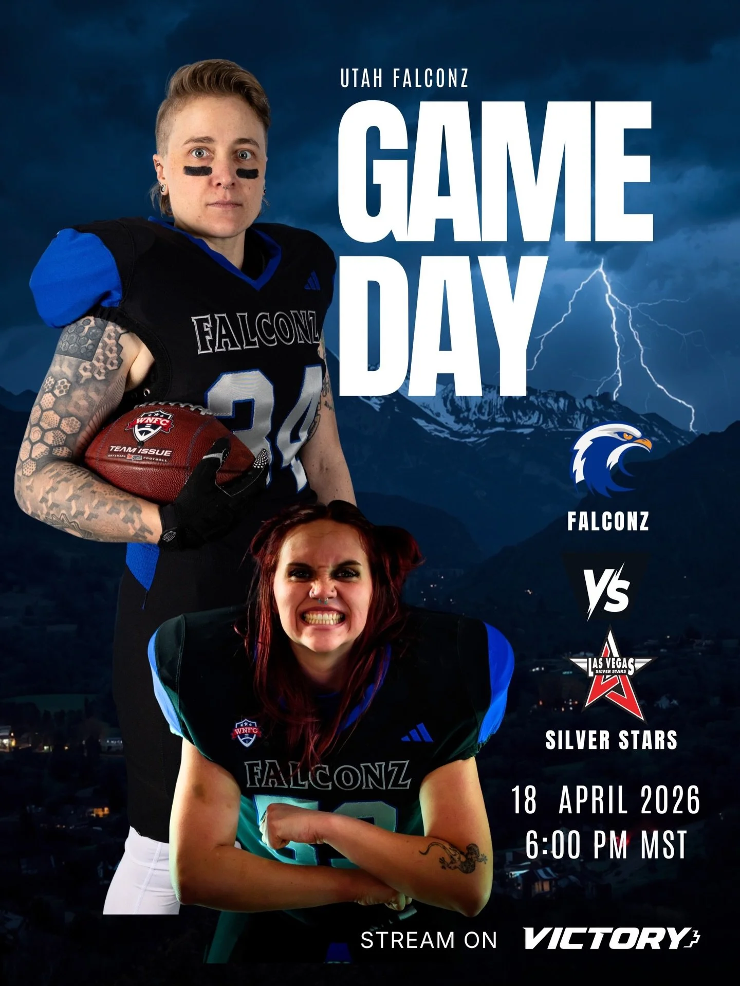 💥GAME DAY IS HERE💥
It&rsquo;s go time. The Utah Falconz are HOME and ready to battle the Las Vegas Silver Stars 🏈🦅

🗓️ TODAY: Saturday, April 18
🕕 Kickoff: 6 PM MST
📍 Judge Memorial High School
650 S 1100 E, Salt Lake City, UT

Tonight is Comm