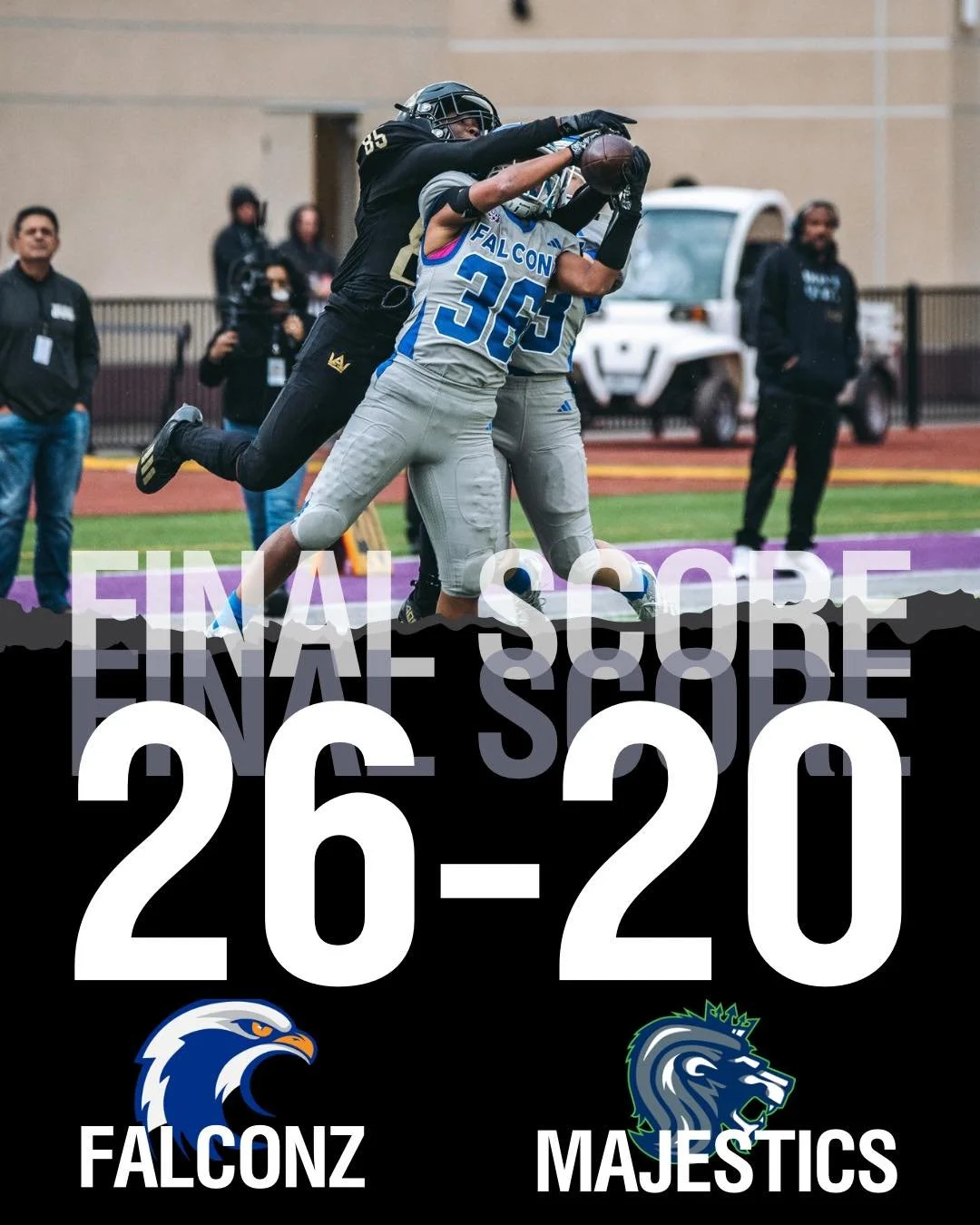 FINAL SCORE: 26-20 

The final home game of the season did NOT come easy. Tough battle from start to finish, but the Utah Falconz defended home field and came out on top 🏈🦅

Thank you to everyone who packed the stands, brought the energy, and made 
