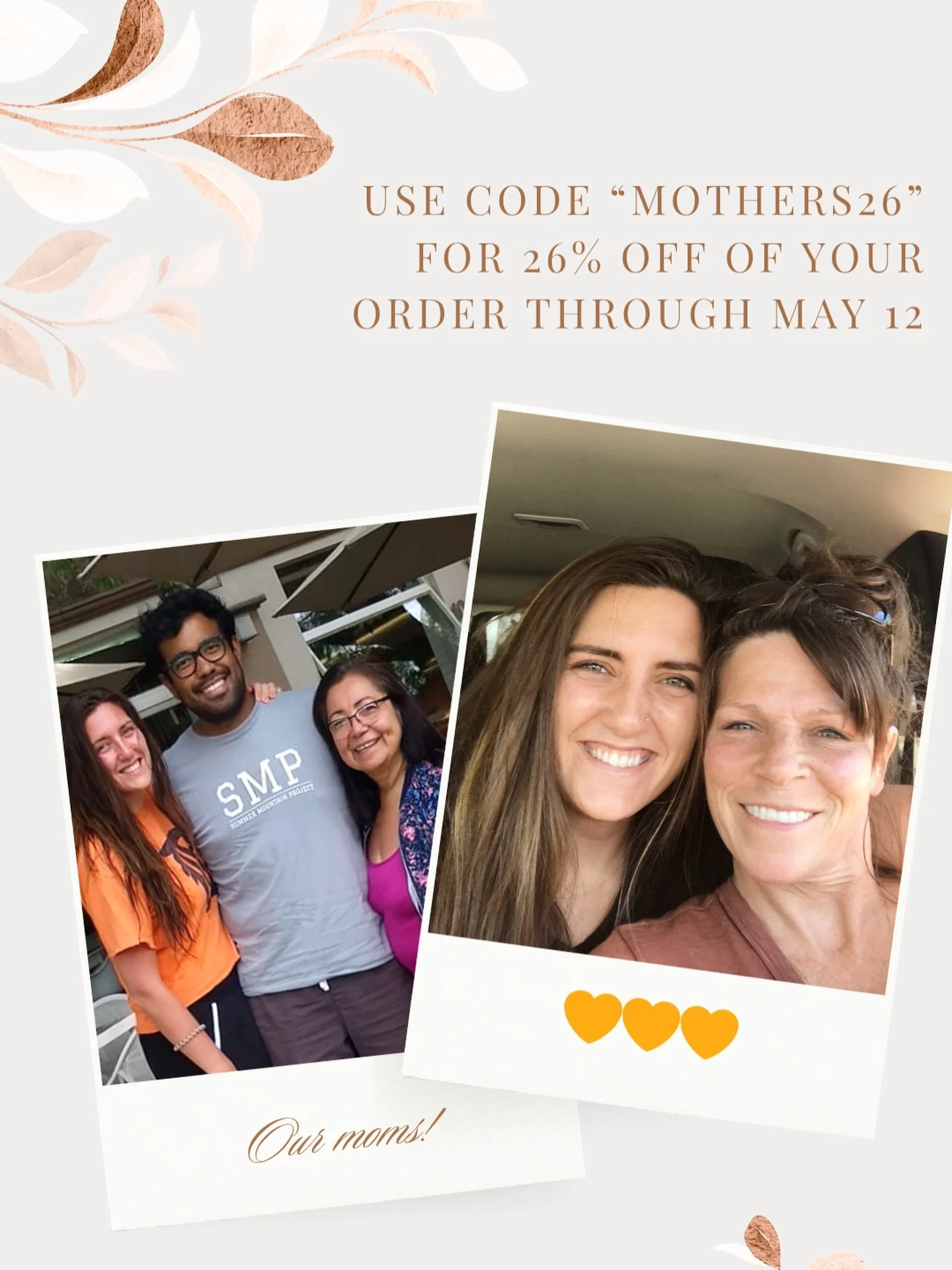 We&rsquo;re so thankful for two of the very best moms! Enjoy 26% off for yourself or a mom you want to celebrate this May with code MOTHERS26. Offer is good until May 12 🌿