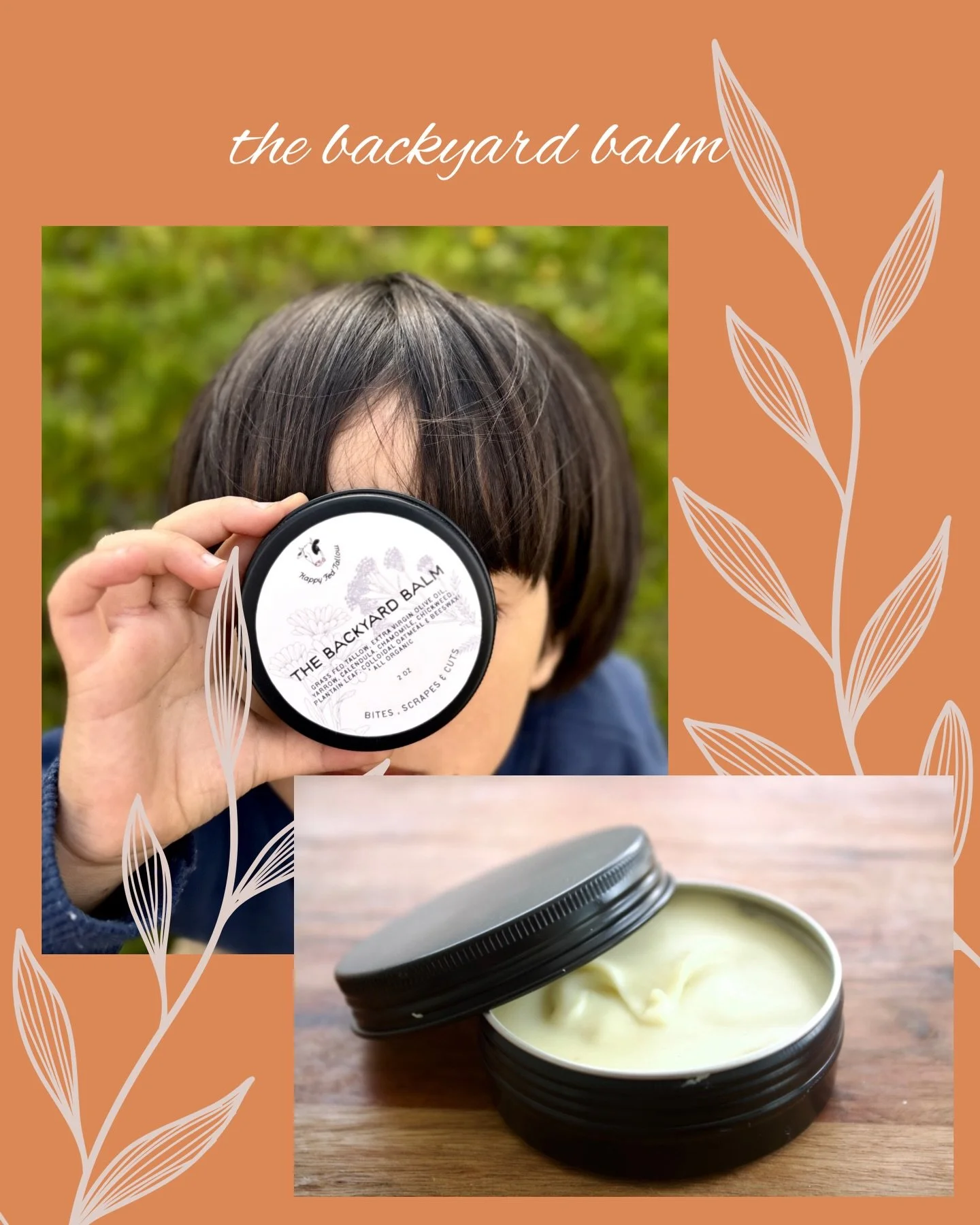 🌿 &bull;the backyard balm&bull; 🌿
Slowly infused soothing herbs + colloidal oatmeal to calm bites, cuts, scrapes, +/ or rashes. Made with my kids (+ yours too!) in mind 🤍

the colloidal oatmeal makes this a little bit thicker of a balm than our re