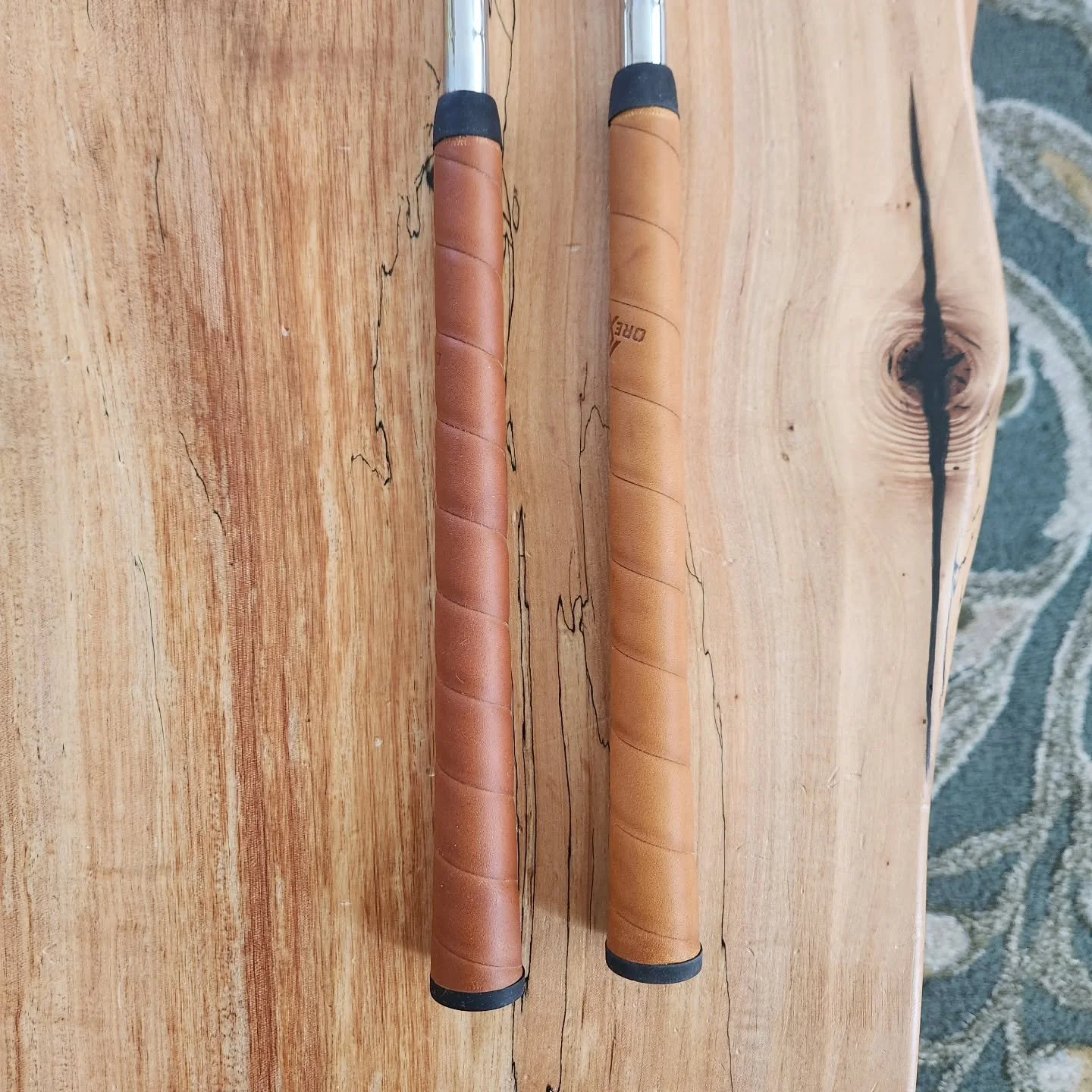 Leather grips are rewarding, but they take some care, just like raw irons. This is the difference between a very dry and thirsty grip and one that is freshly conditioned. Both feel incredible, but a conditioned grip will grab you back.