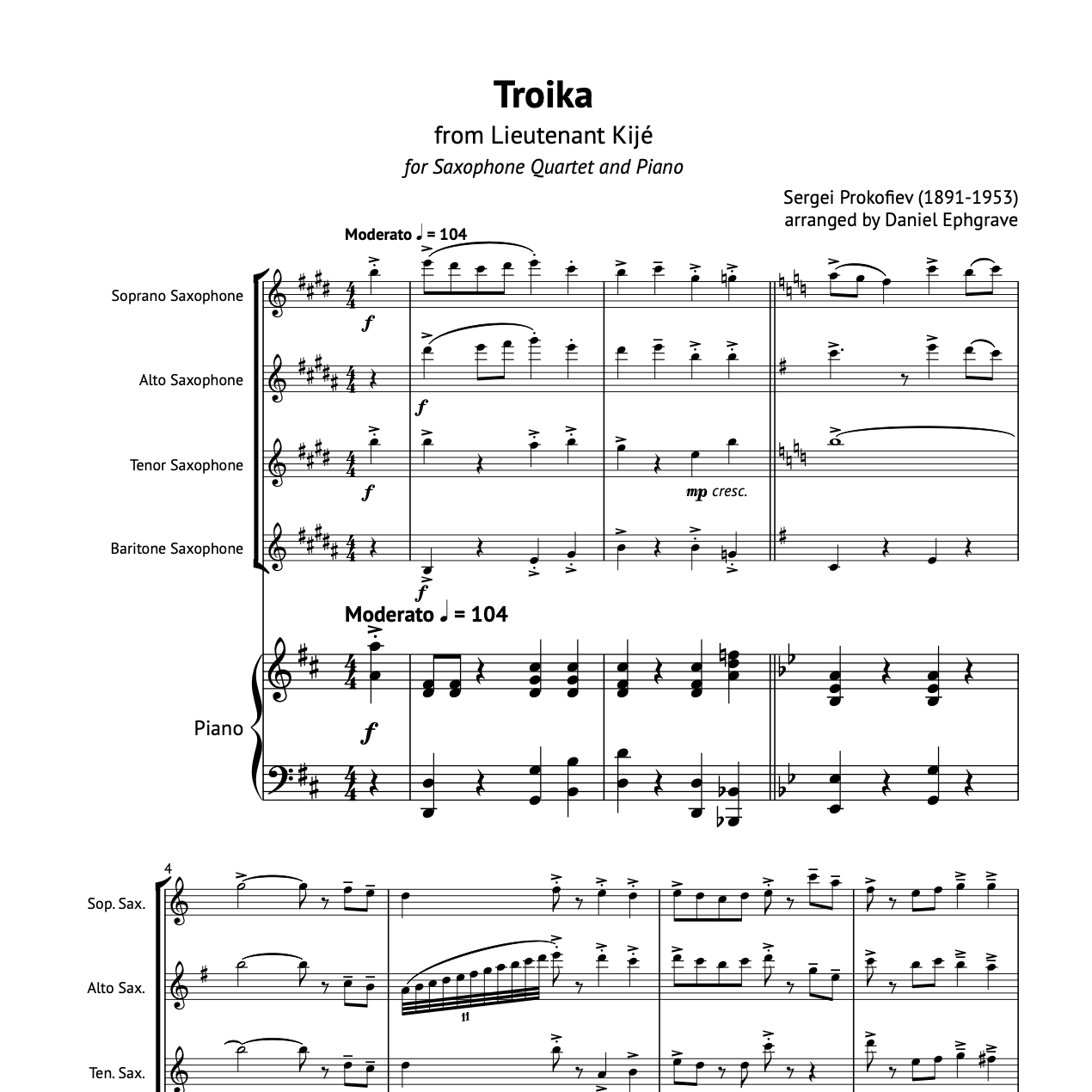 Troika from Lieutenant Kijé Sheet Music (PDF Download)
