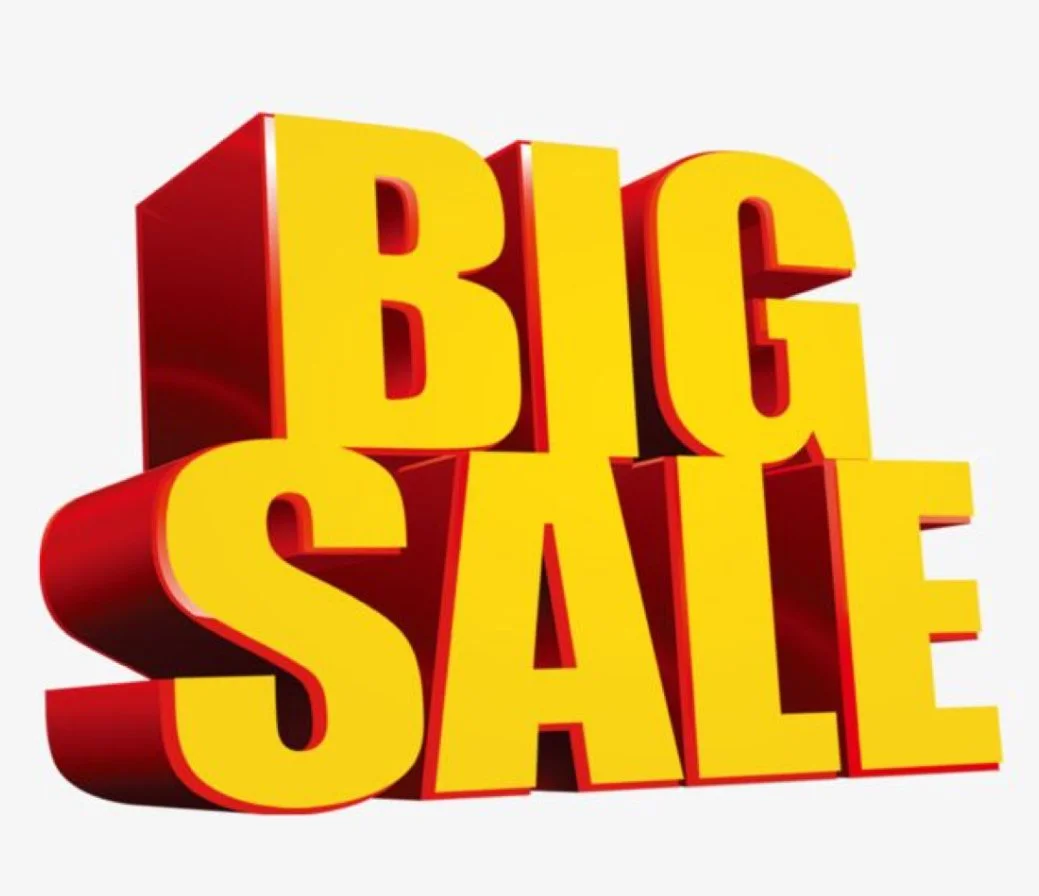 Bold yellow and red 3D text reading "BIG SALE"