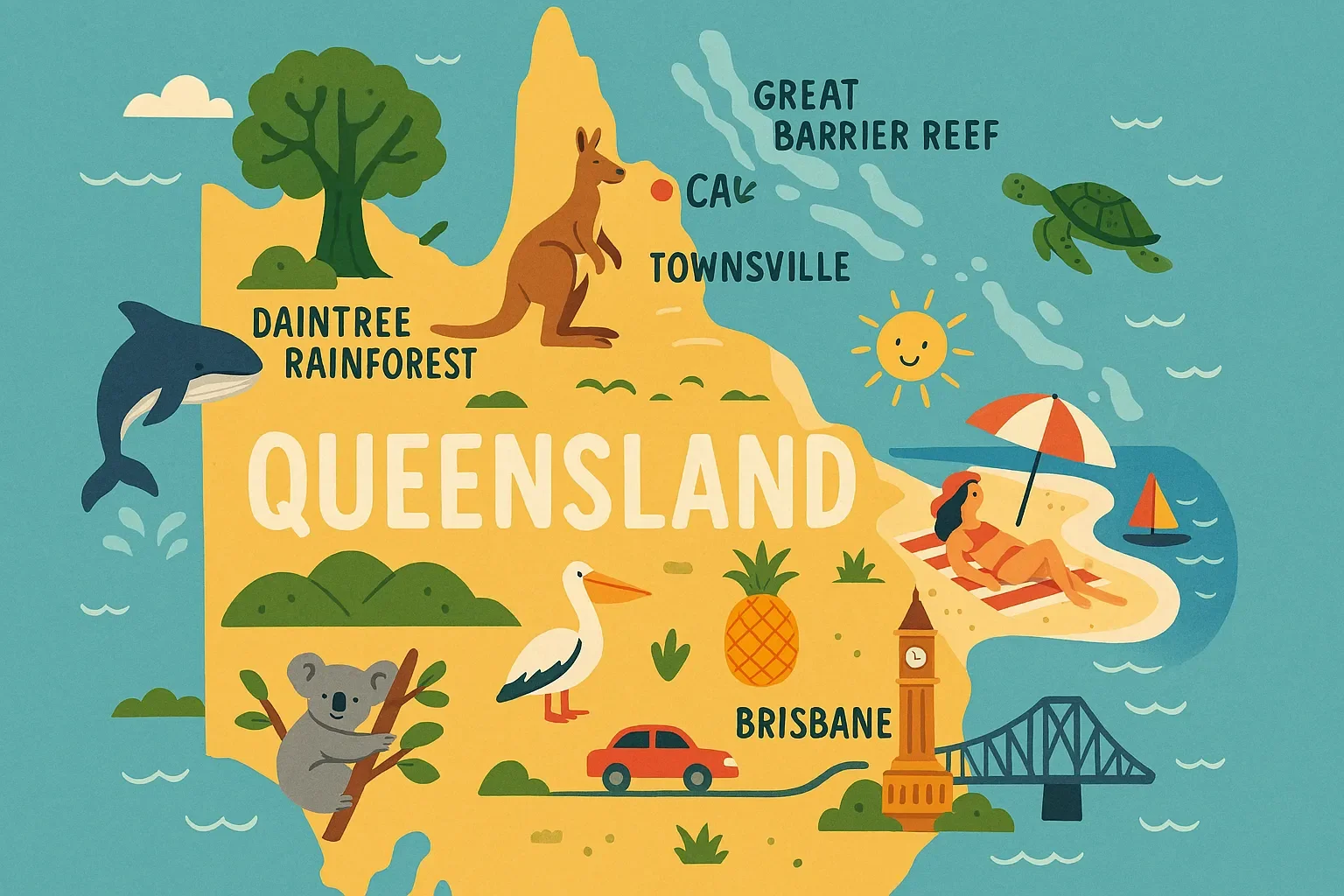 Map showing admyn service area in QLD