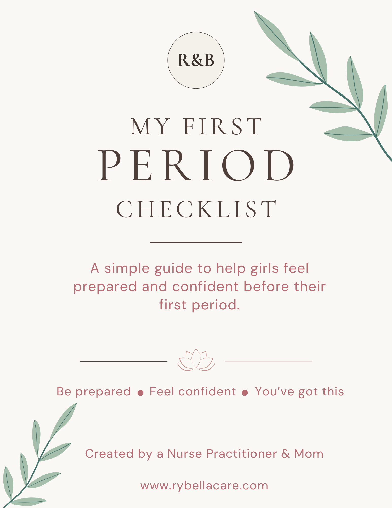 Bloom First Period Readiness Checklist
