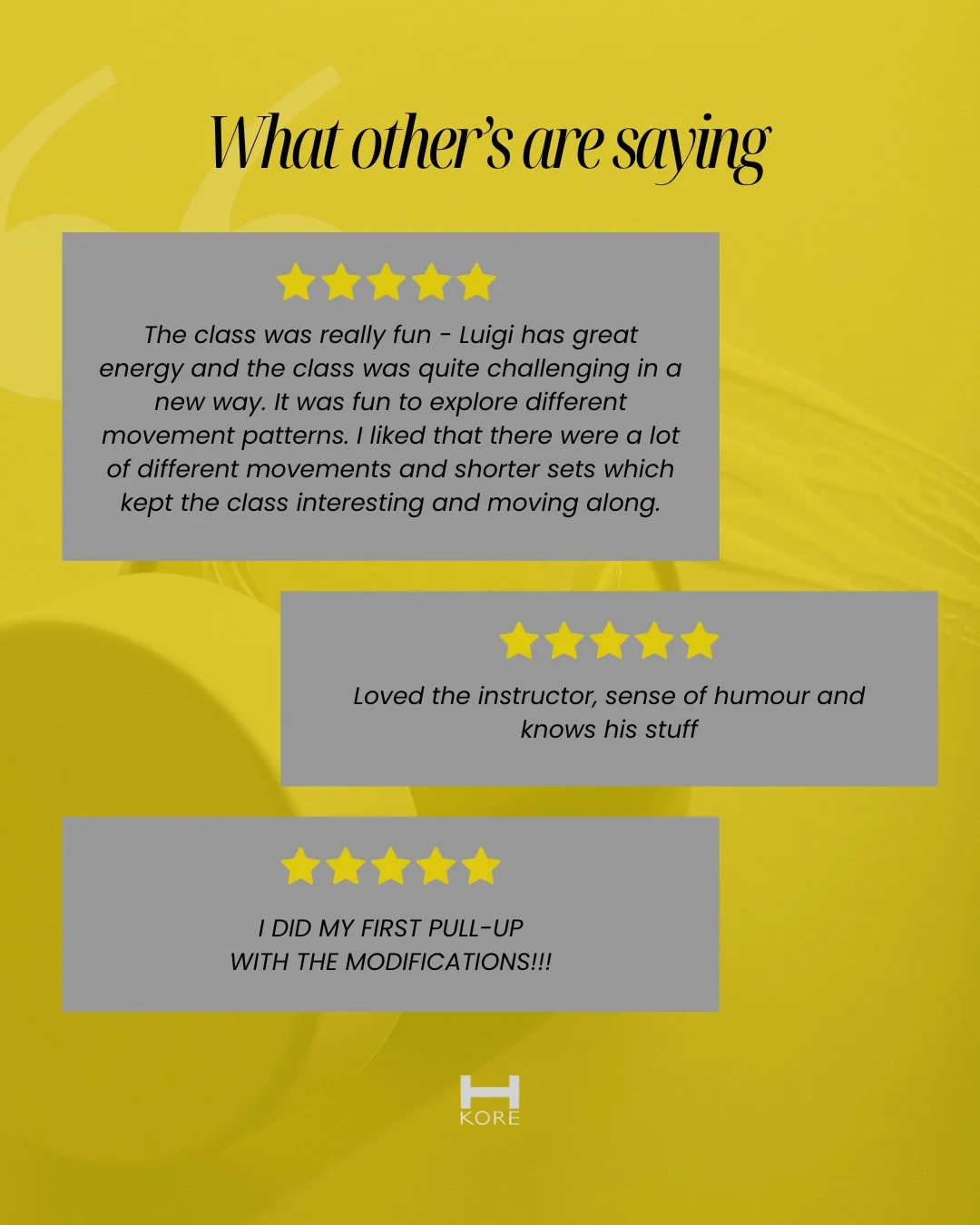 &ldquo;I DID MY FIRST PULL-UP WITH THE MODIFICATIONS!!.&rdquo; &mdash; 
Megastrength: Calisthenics

Bodyweight power, slow control, real progress. From hollow holds to push‑up variations and hangs, this class builds strength you can feel in every ses