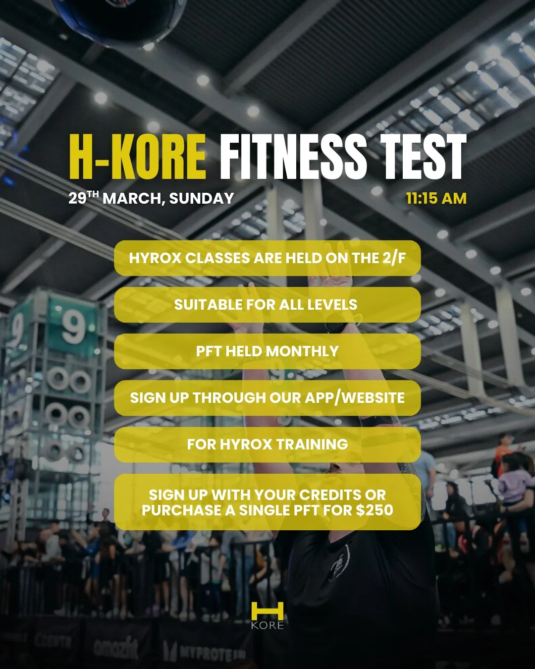 Don&rsquo;t wait until race day to find out if your pacing is on point. Join us at 11:15 AM next Sunday, March 29th for a PFT and get a real-time pulse on your fitness.

Entry: Use your existing credits or grab a single PFT credit for $250.

FOMO Ins