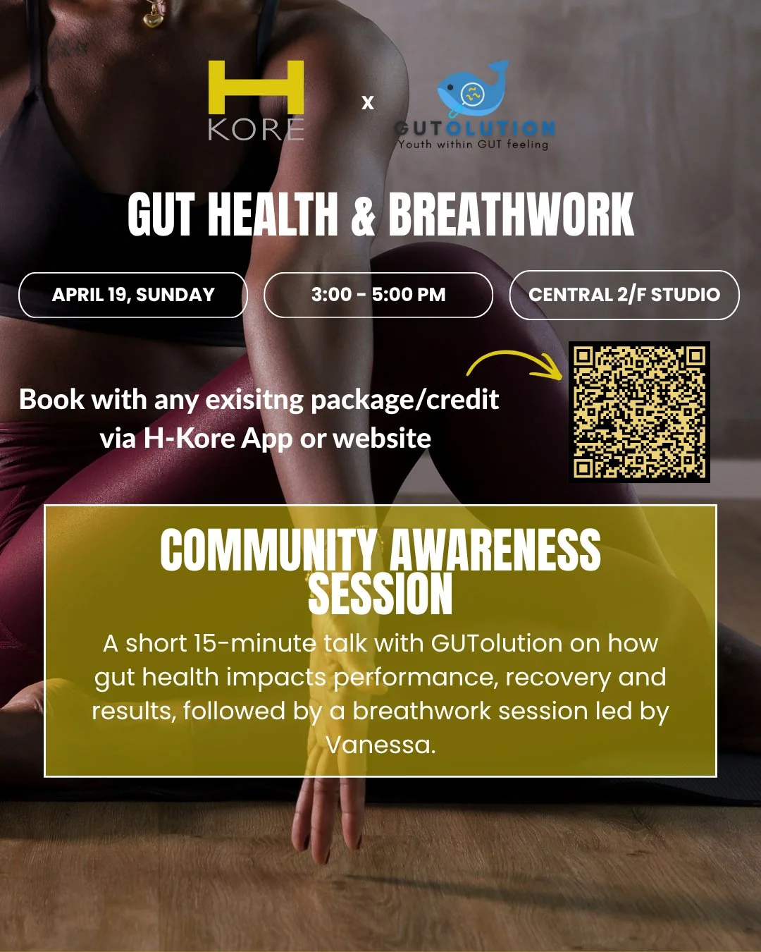 Listen to Your Gut. Control Your Breath. Transform Your Health.
Fuel your performance from the inside out! 🧬✨

We&rsquo;re hosting a special Community Awareness Session at our 2/F Central studio in partnership with @gutolution Performance isn't just