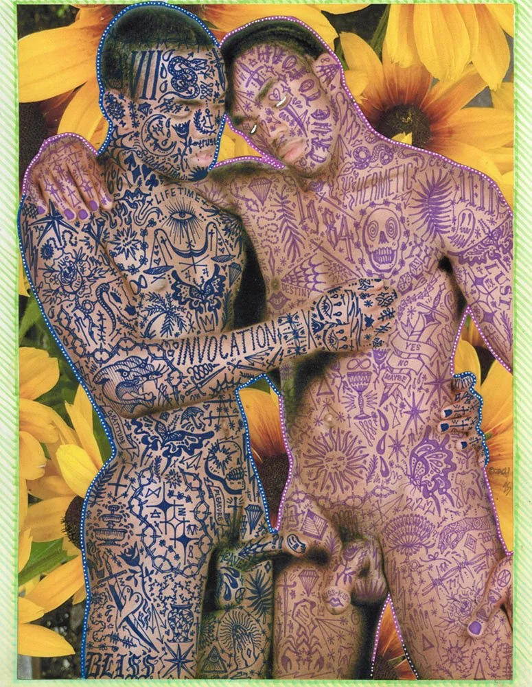 Zach Grear, "INVOCATION" 2025. Marker on paper, collage. 8.5 x 11 inches. Contact: zgrear8400@yahoo.com