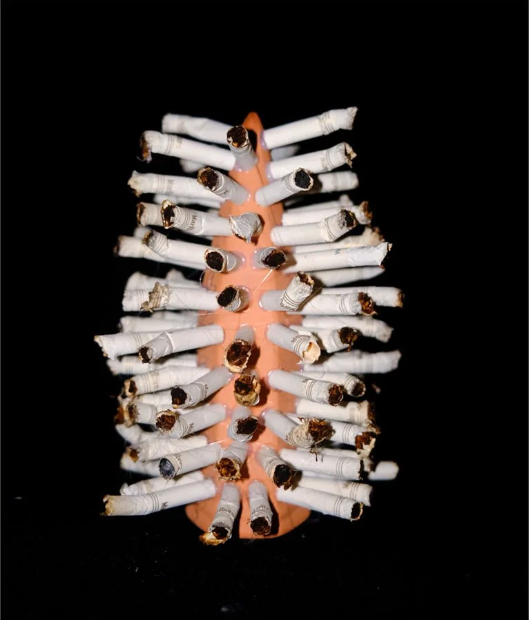 Victor Jeffreys II, Untitled: I smoked all of these and no it is not a dildo 2025. Terracotta, cigarette butts. 7 x 4.5 inches. Contact: victor.jeffreys@gmail.com