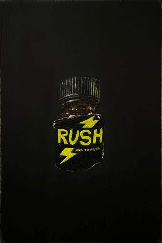 Brian Kenny, "Rush (black)" 2024. Oil on birch
4 x 6 inches. Contact: briankenny.art@gmail.com