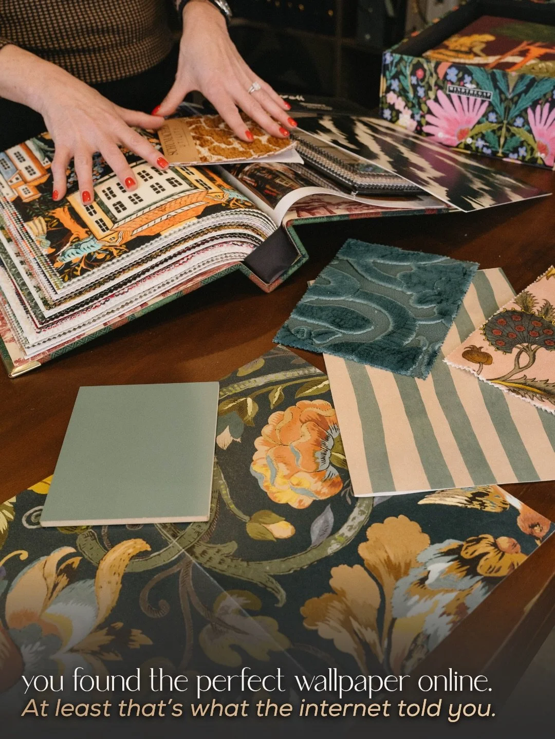 Everyone tells you to &ldquo;be brave&rdquo; with wallpaper. Nobody tells you how to be sure.

That&rsquo;s the actual problem with buying wallpaper online. Not the bravery. The certainty. 

Swipe through for the part the internet skips. 

Then stop 