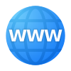 Blue globe with a green arrow pointing to the right, representing the internet or world wide web