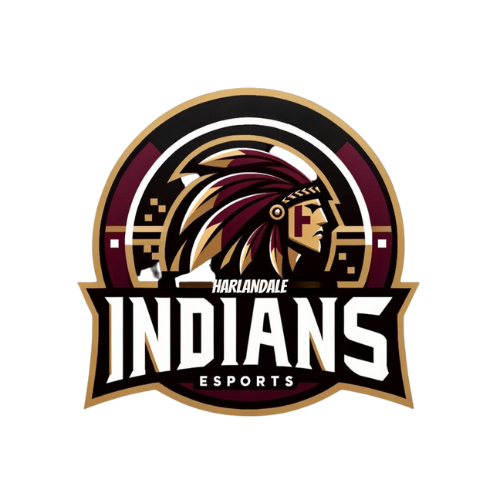 Harlandale Indians Esports team logo with a Native American chief head in profile wearing a feathered headdress.