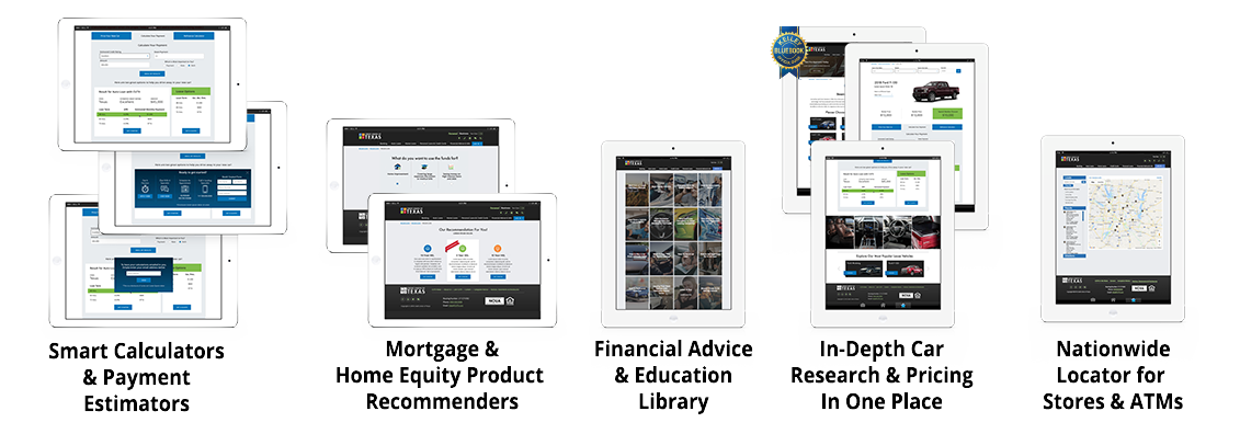 Credit Union of Texas Calculator and Recommender Website Components UI/UX Design