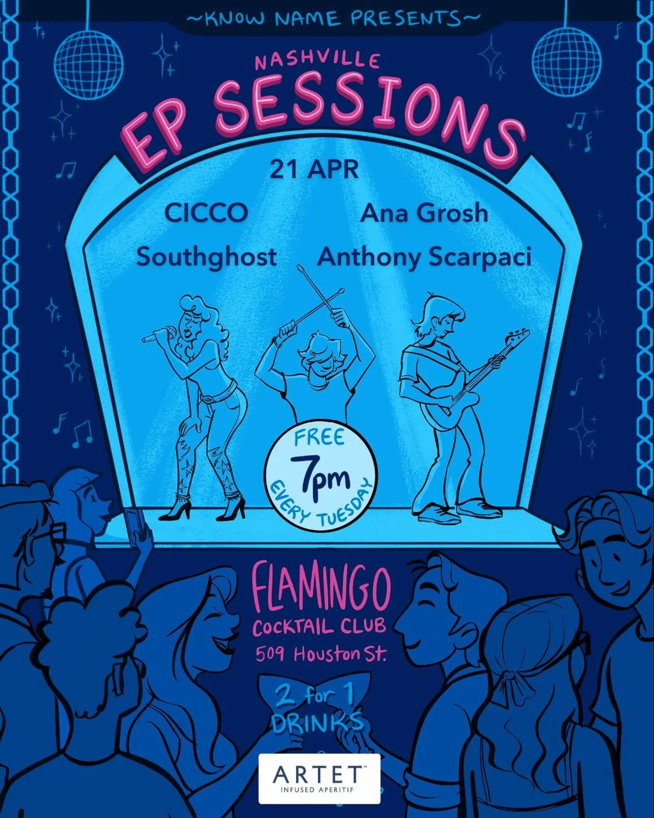 Playing original tunes tomorrow at @theflamingonashville with @southghost @julesmrosa @justinvorpmusic 

We go up first at 7:30 sharp and then I&rsquo;m playing bass for Mr Ghost later on. 

Also featuring @dcicco_ and @ana.grosh 

2-for-1 drinks 🍹 