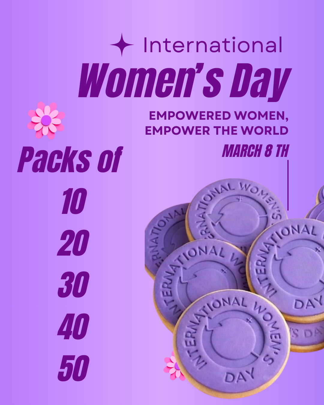 International Women's Day cookie packs
