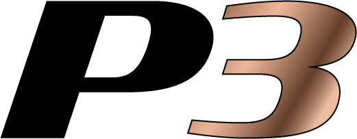 Close-up of a stylized number three with a bronze gradient design.