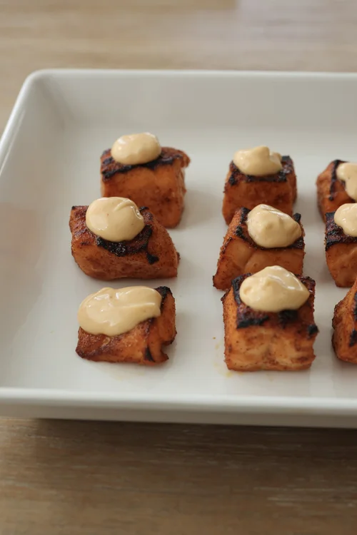 Hot Honey Salmon Bites