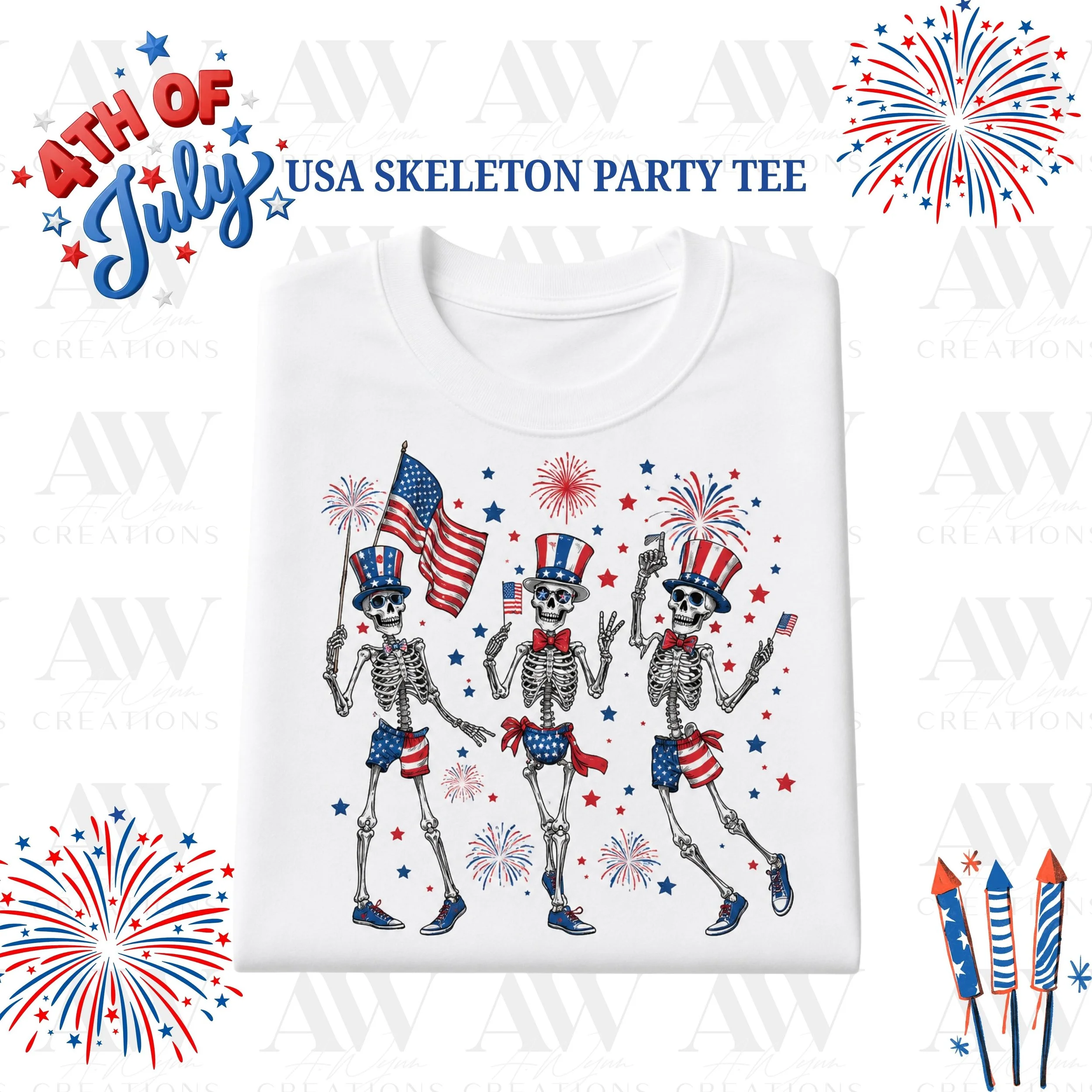 USA Skeleton Party Tee