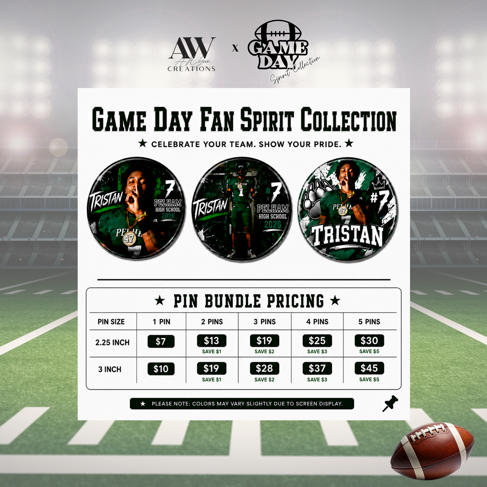 Custom Game Day Photo Pin