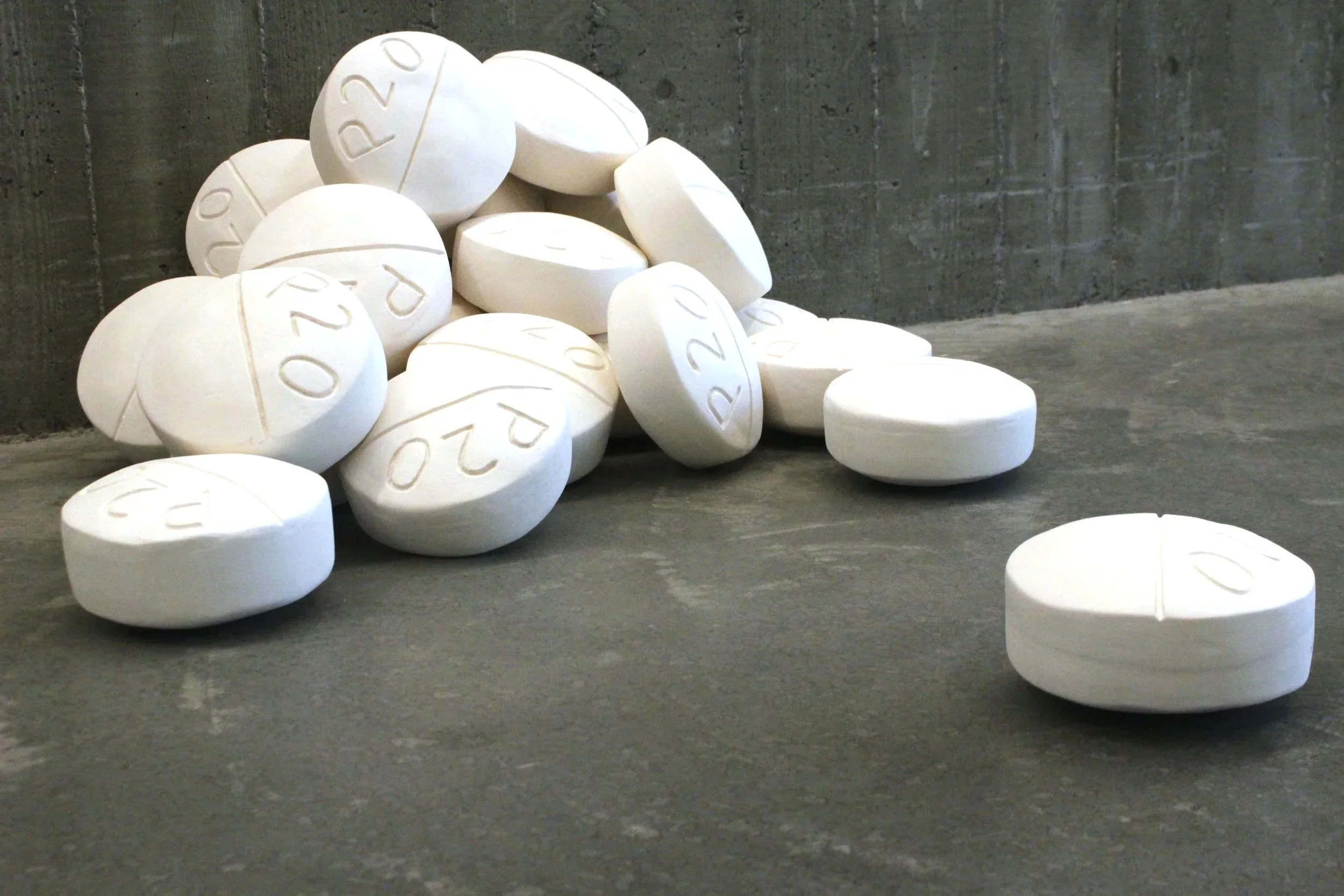 Hard To Swallow, 2025,
Ceramic, 6 x 6 x 2.5", 26 pieces