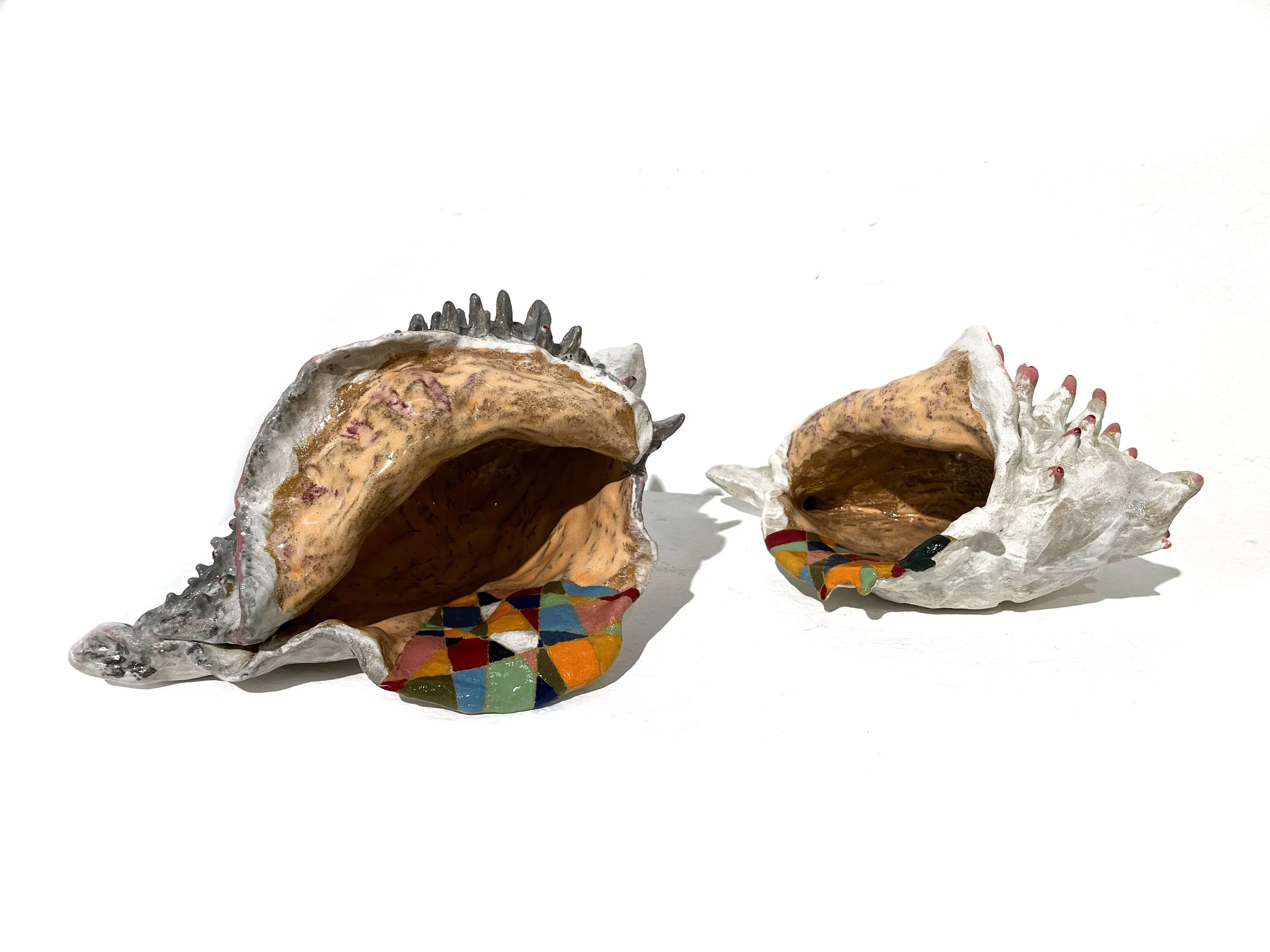 Prism Shells, 2023, Ceramic, 12 x 6 x 7in (each)