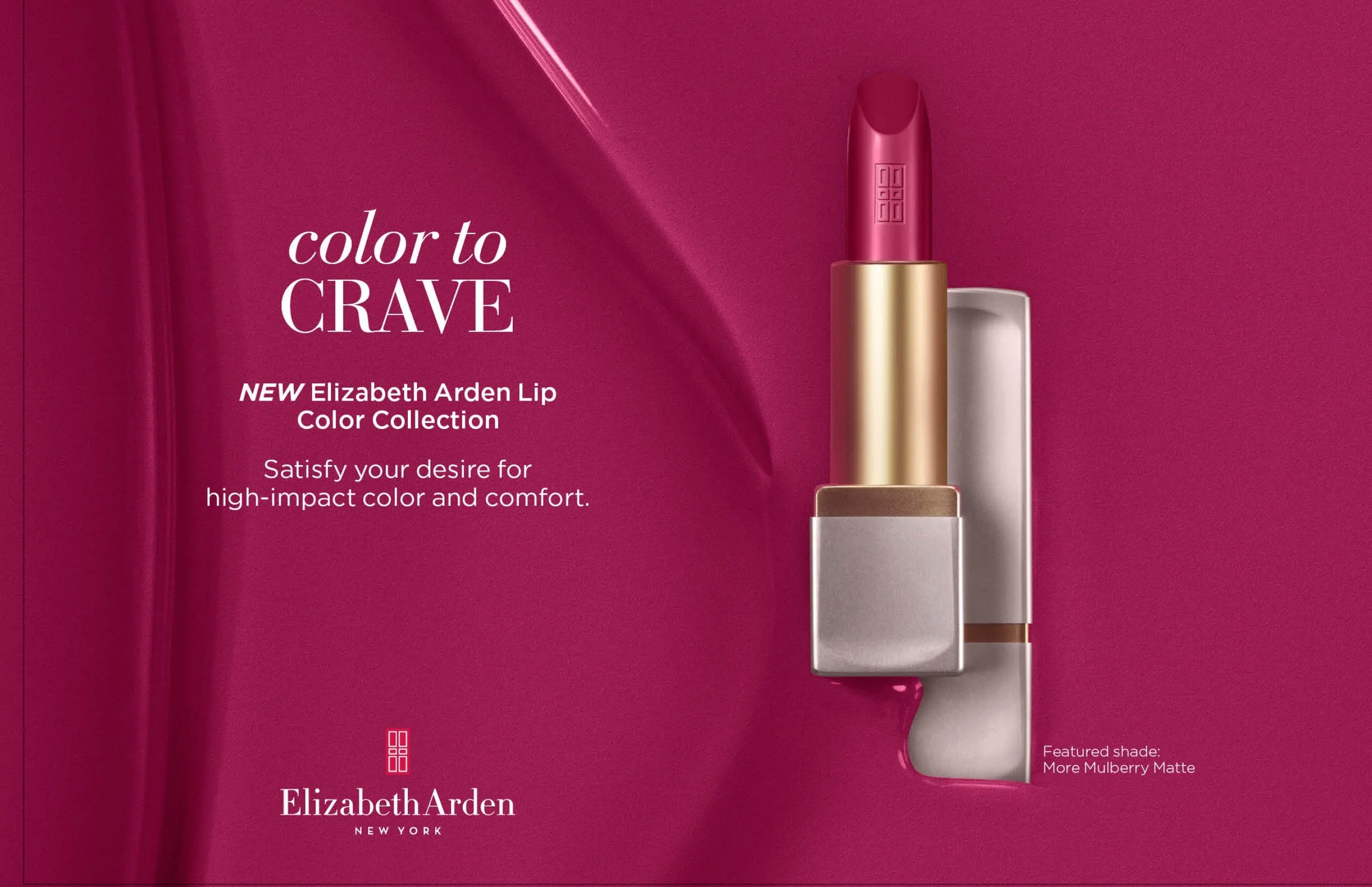 Color to Crave key art from the Elizabeth Arden Ceramide lipstick brand toolkit