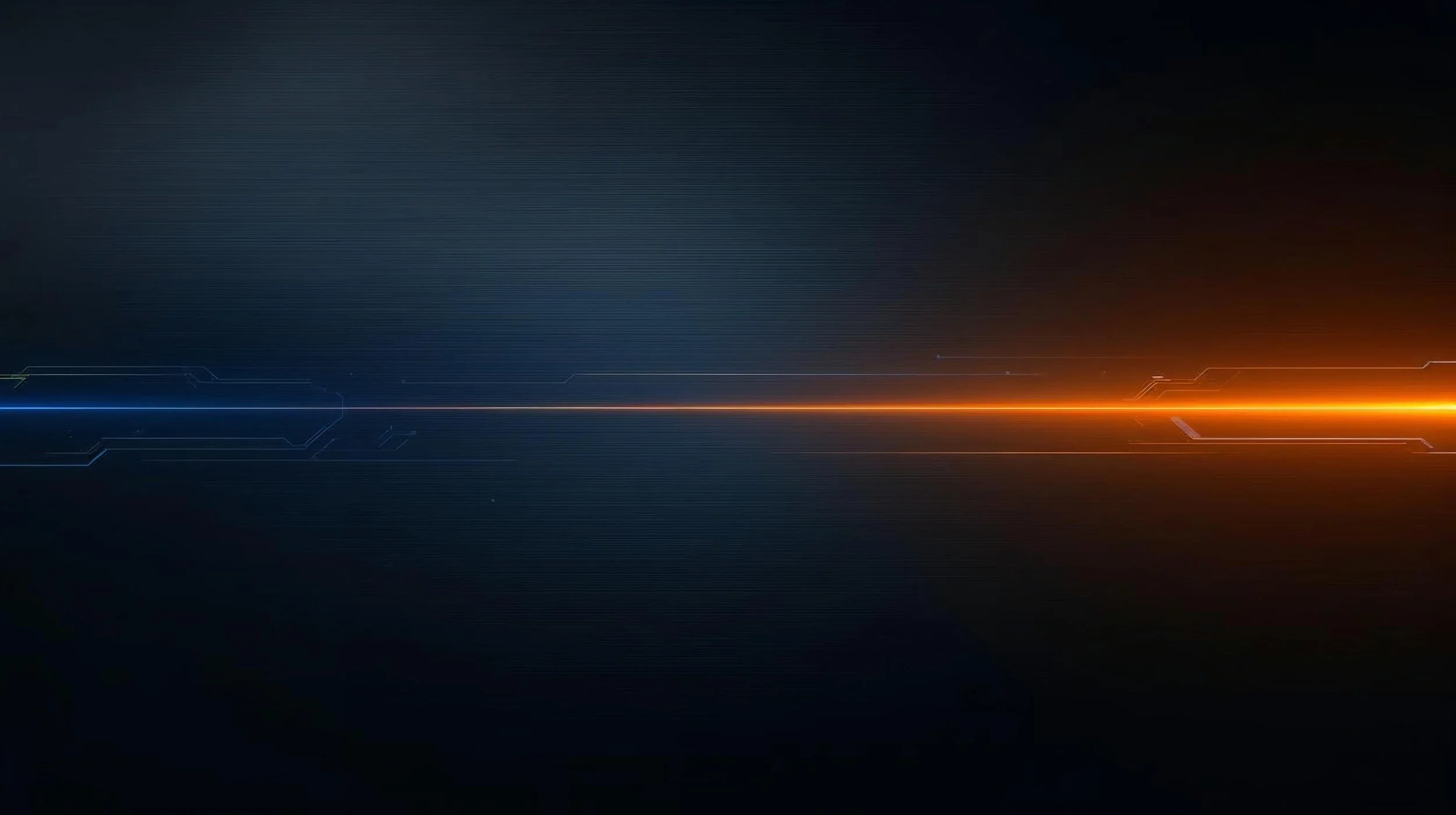Digital abstract background featuring horizontal lines in blue and orange tones on a dark backdrop.