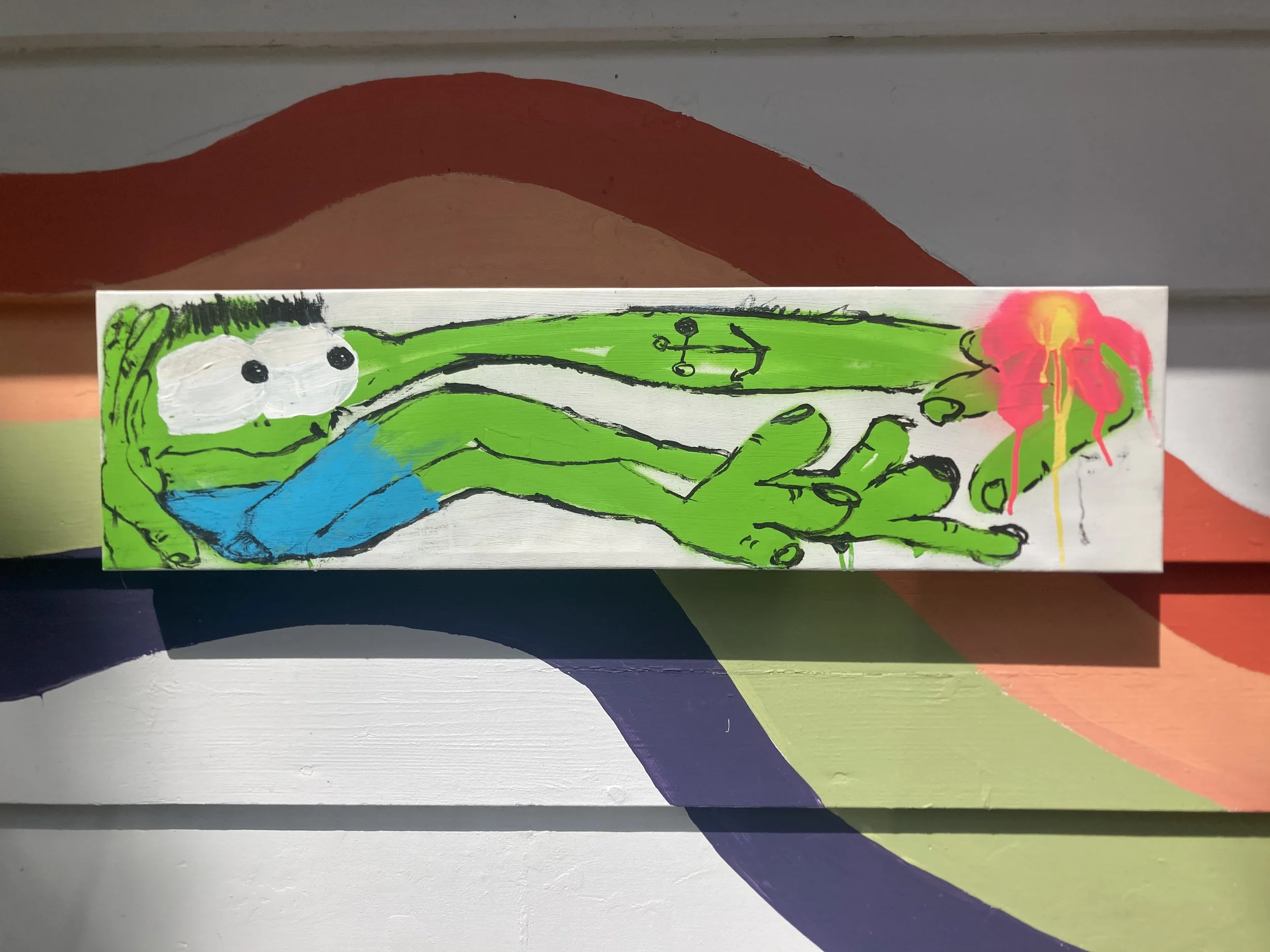 SXE BOY - Acrylic and spray paint on canvas, 30" x 8"