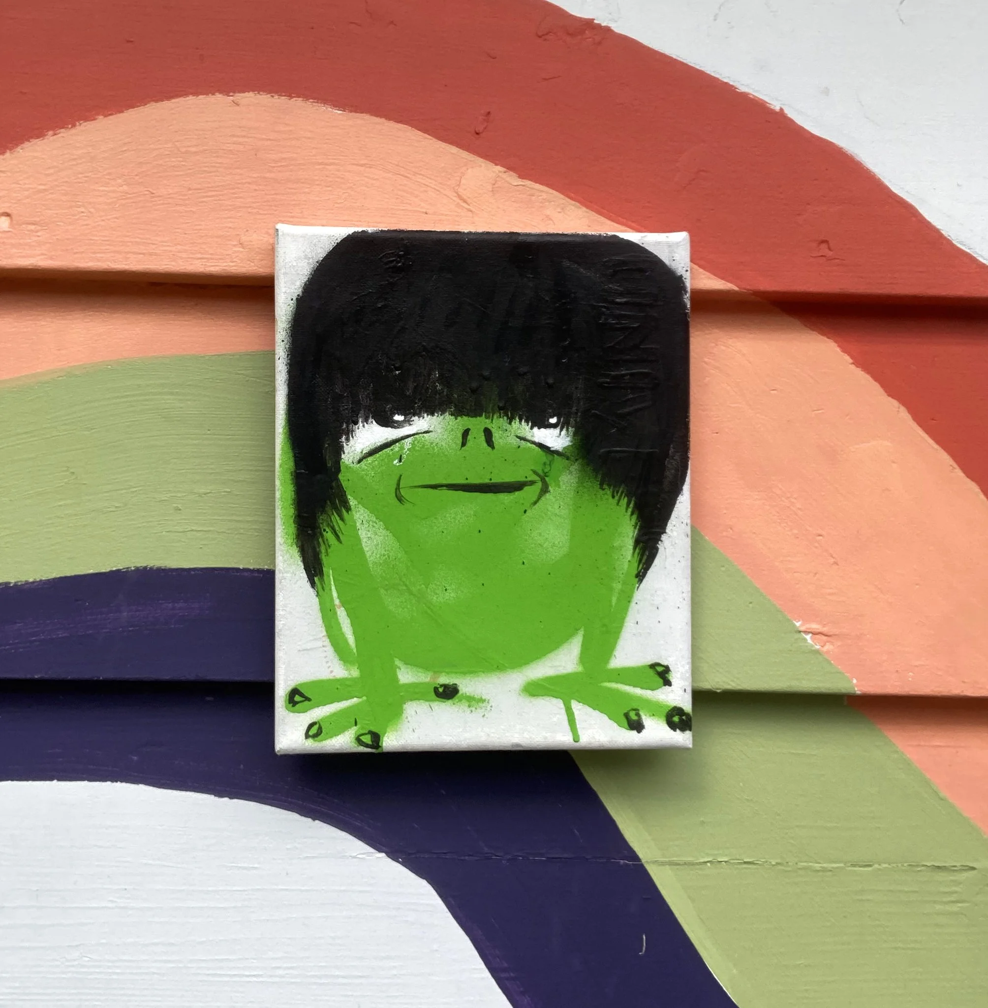 Johnny - Acrylic and spray paint on canvas, 8" x 10.5"