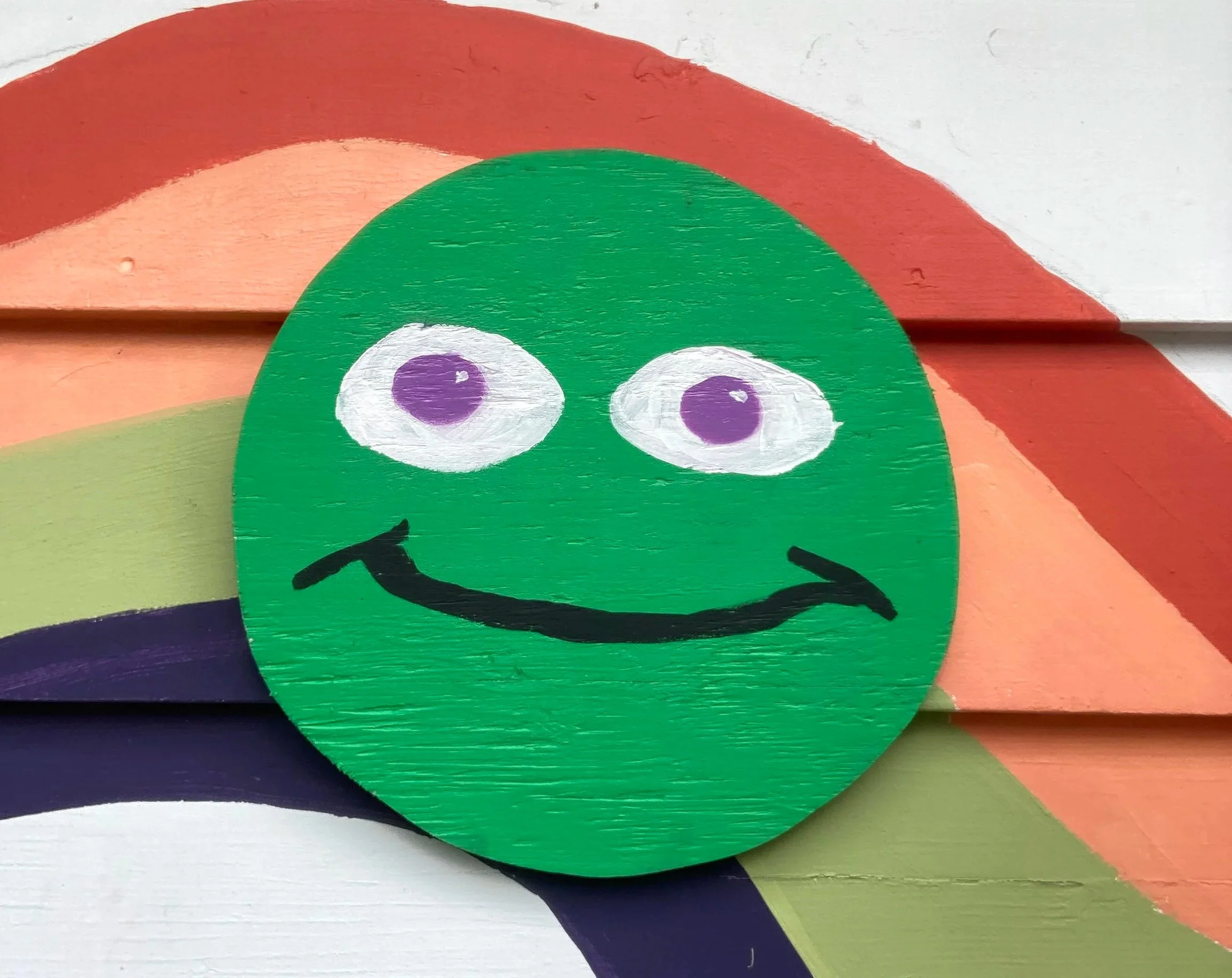Little Head - Acrylic and spray paint on plywood cutout, roughly 14.25" x 14.25"