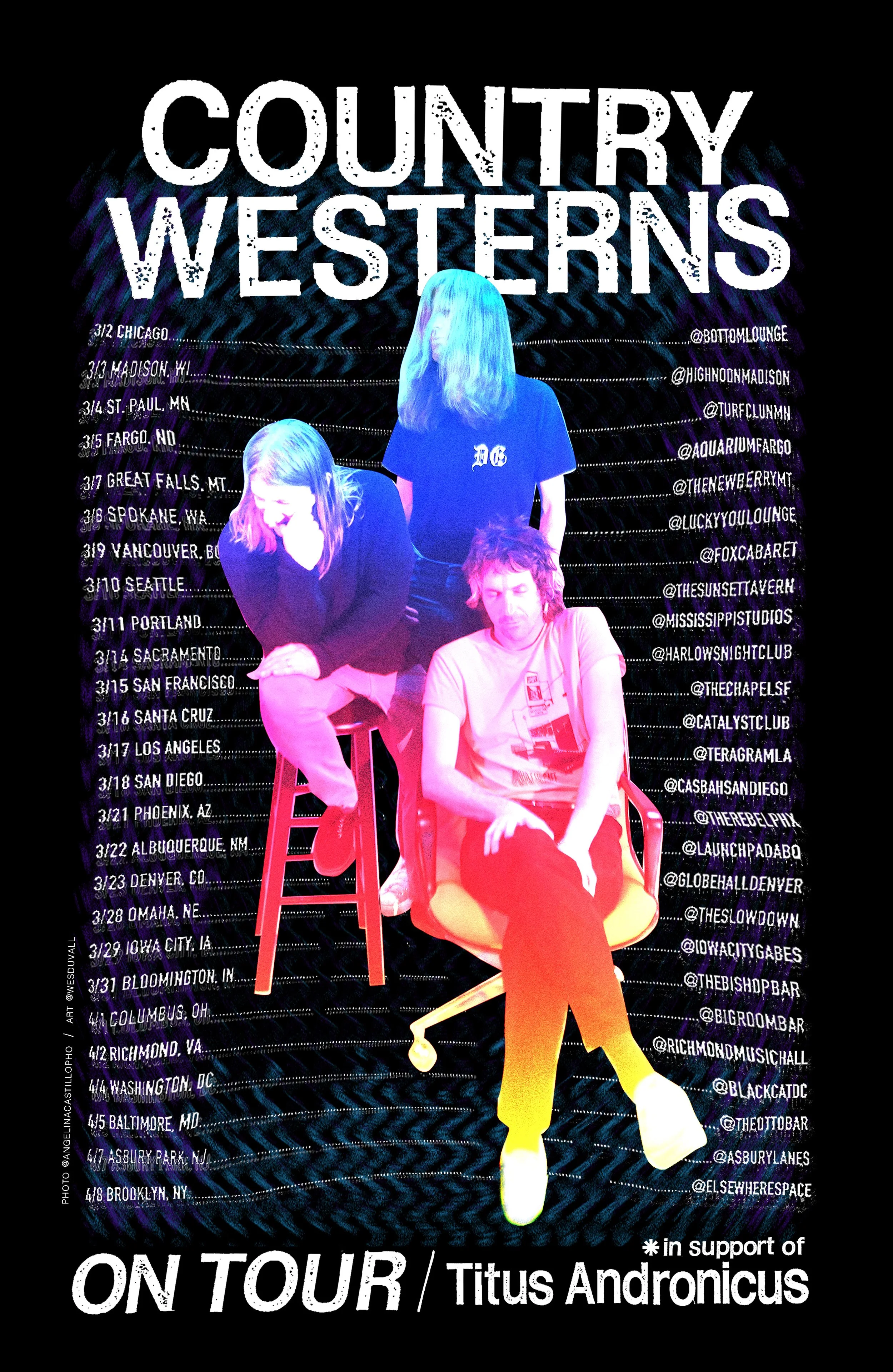 Tour poster for Country Westerns & Titus Andronicus