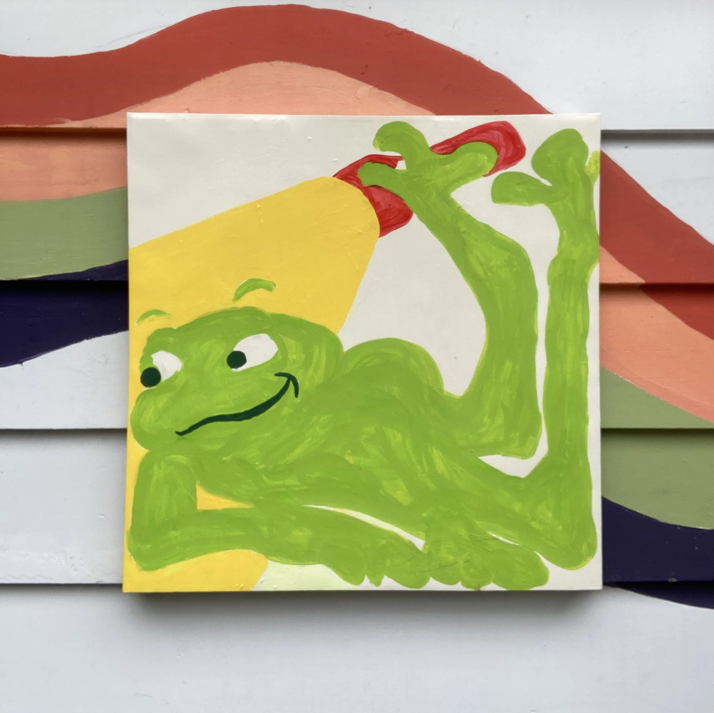 Frog w/ Flashlight - Acrylic on canvas, 19.75" x 19.75" 