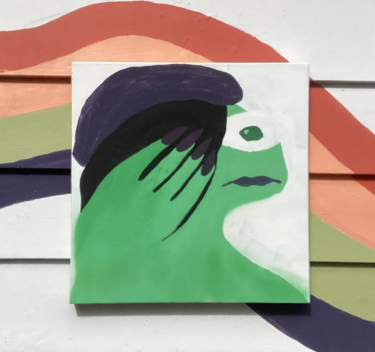 JB - Acryllic and spray paint on canvas, 19.75" X 19.75"