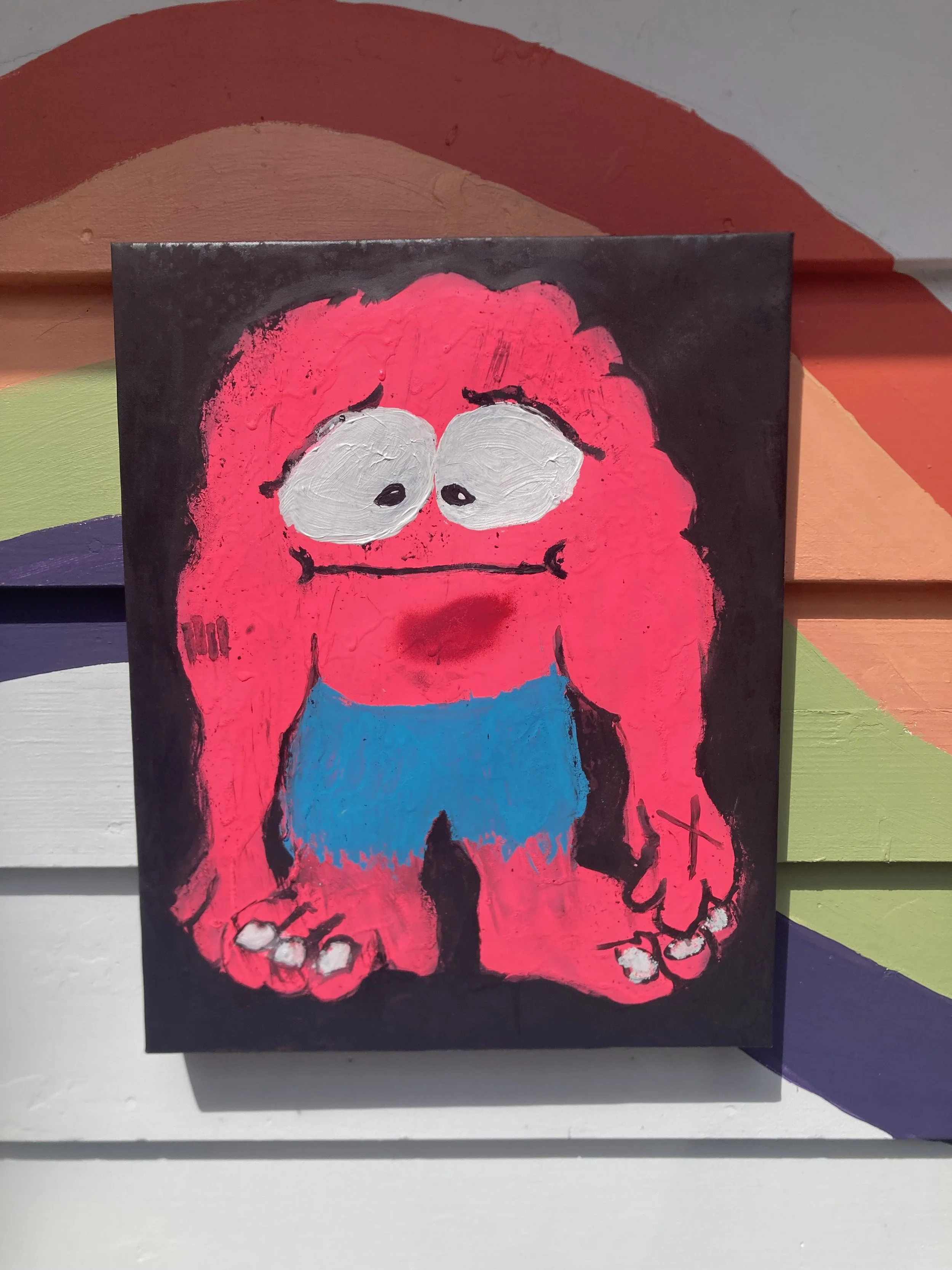 Rudy - Acrylic and spray paint on canvas, 12" x 18"