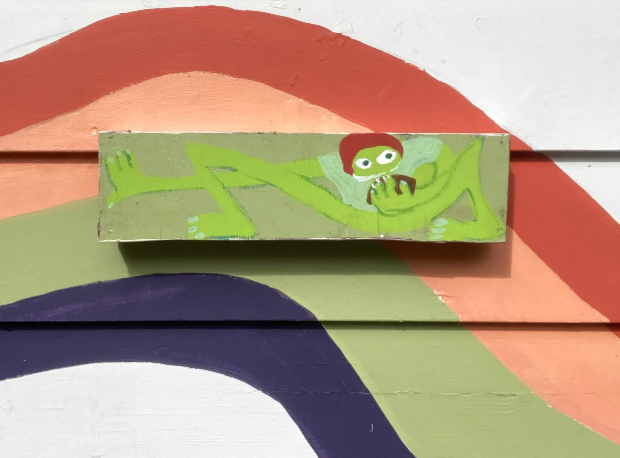 QB1 - Acrylic on wood panel, 13" x 4" x 2" 