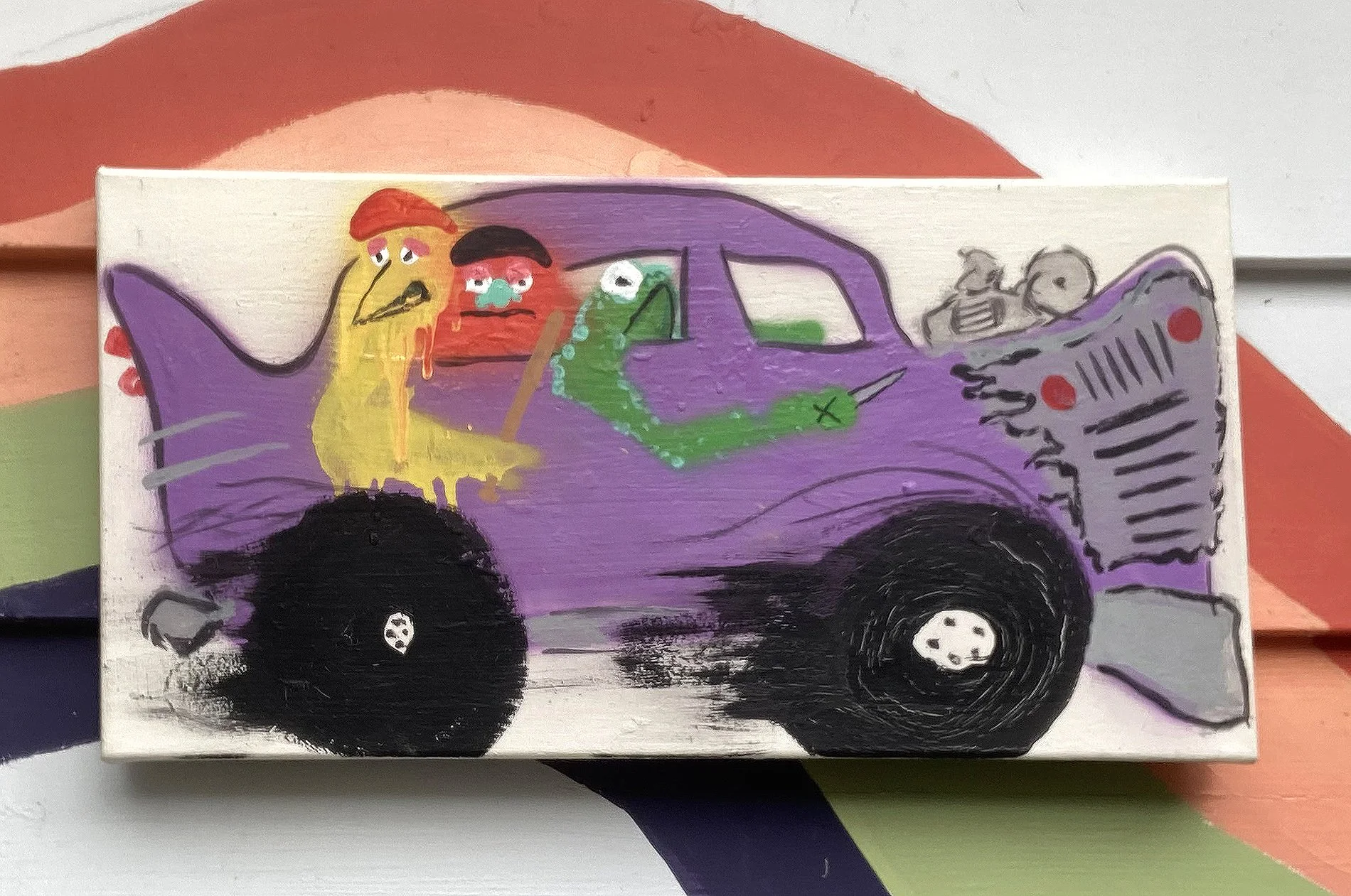 BOGO - Acrylic and spray paint on canvas, 24" x 12"