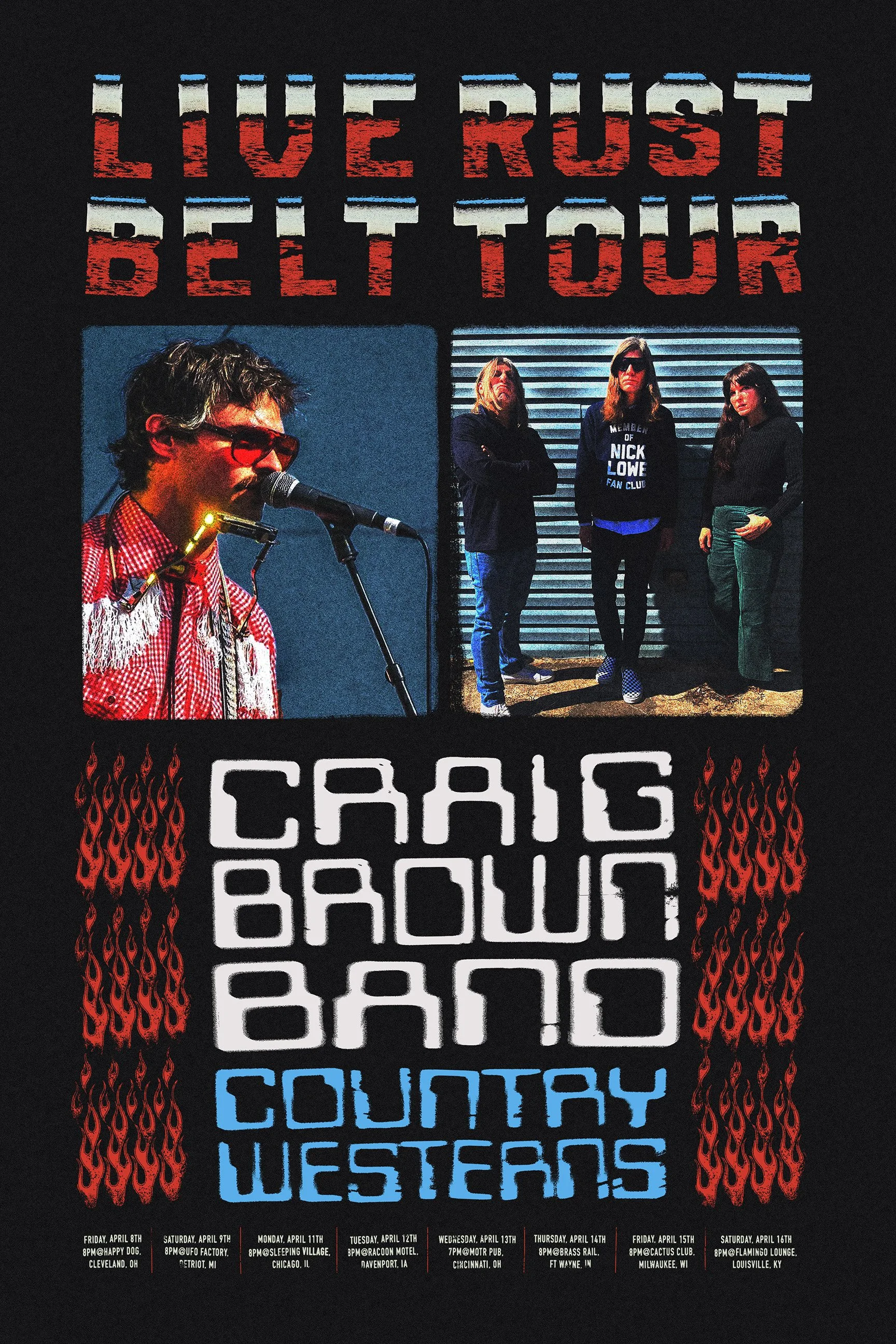 Tour poster for Craig Brown Band and Country Westerns