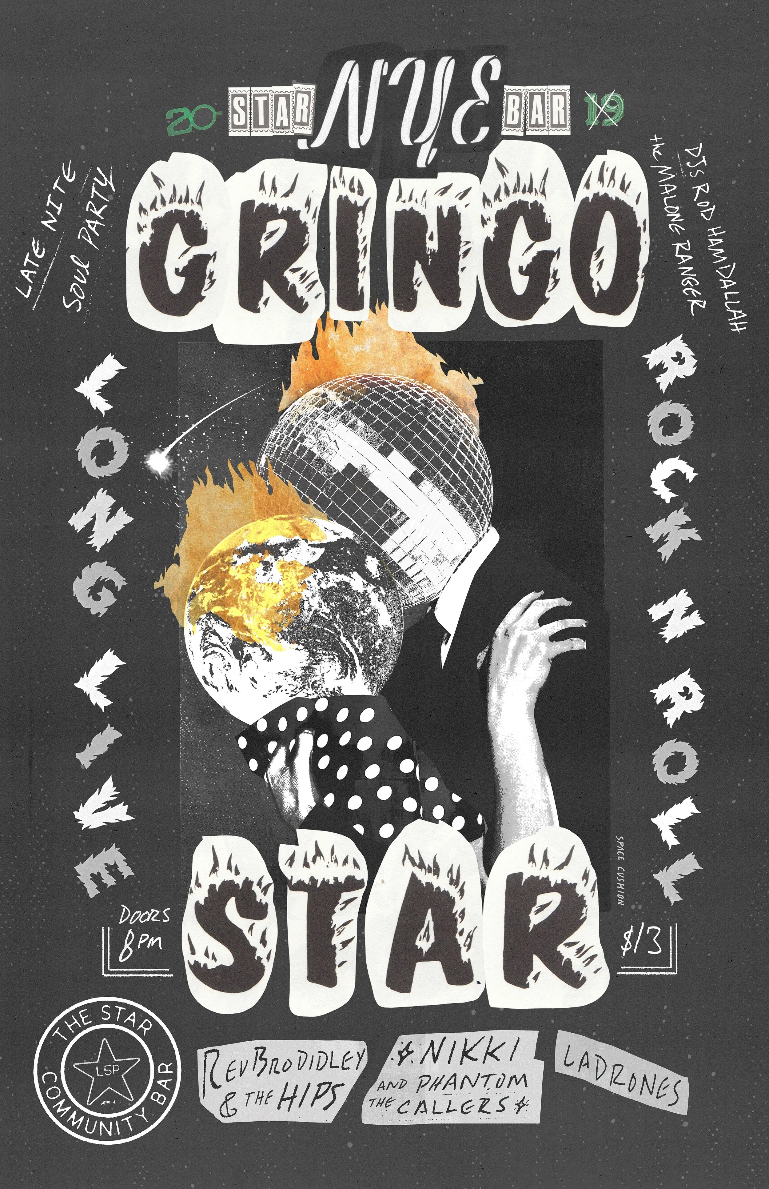 NYE flyer for Gringo Star @Star Bar
