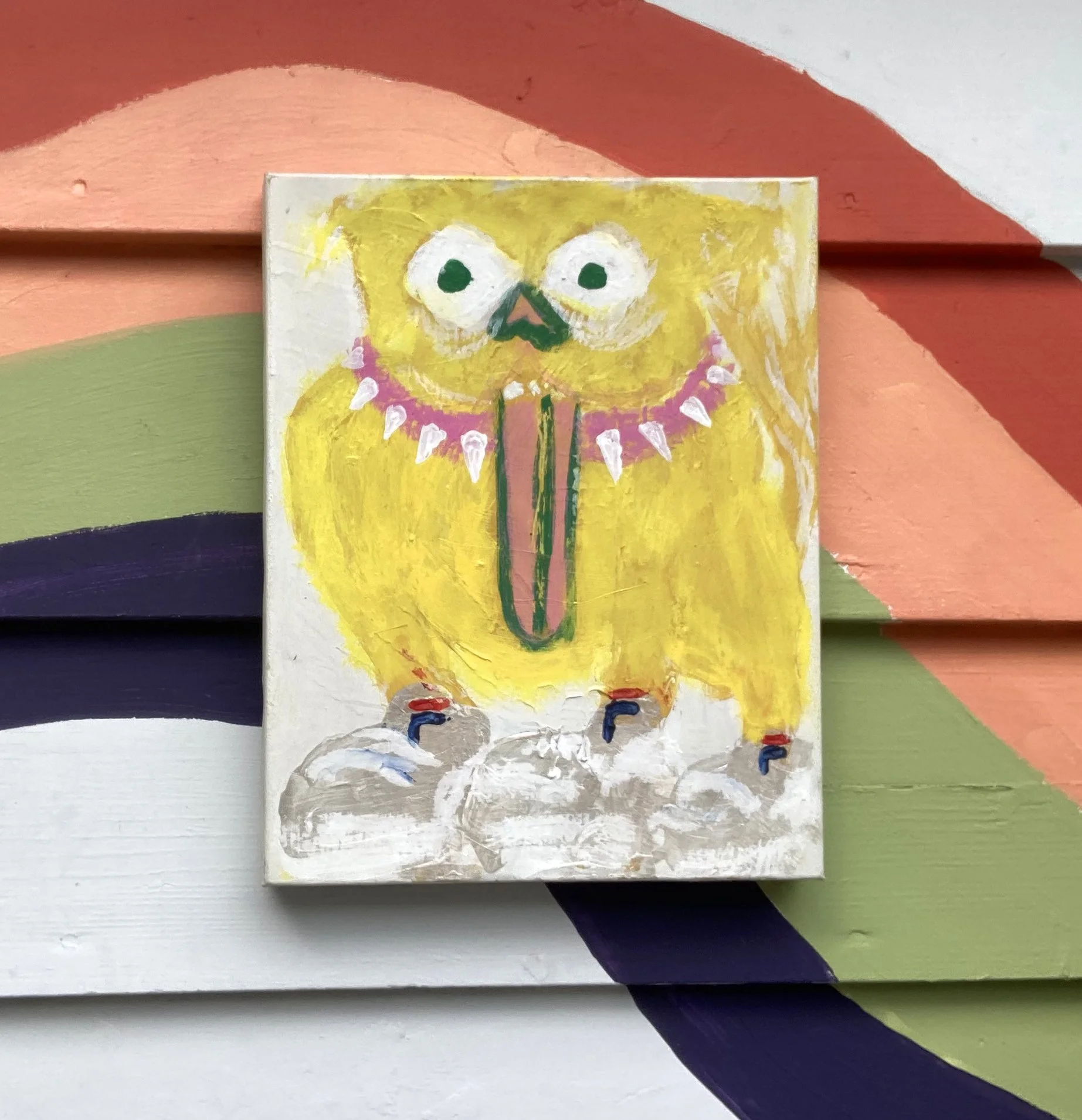 Yellow Dog - Acrylic and spray paint on canvas, 11" x 14"