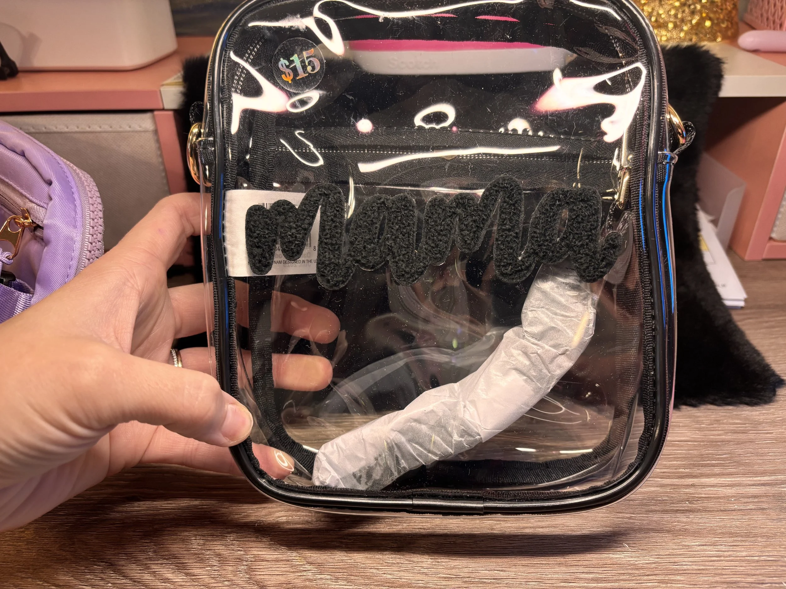 Mama black stadium crossbody bag