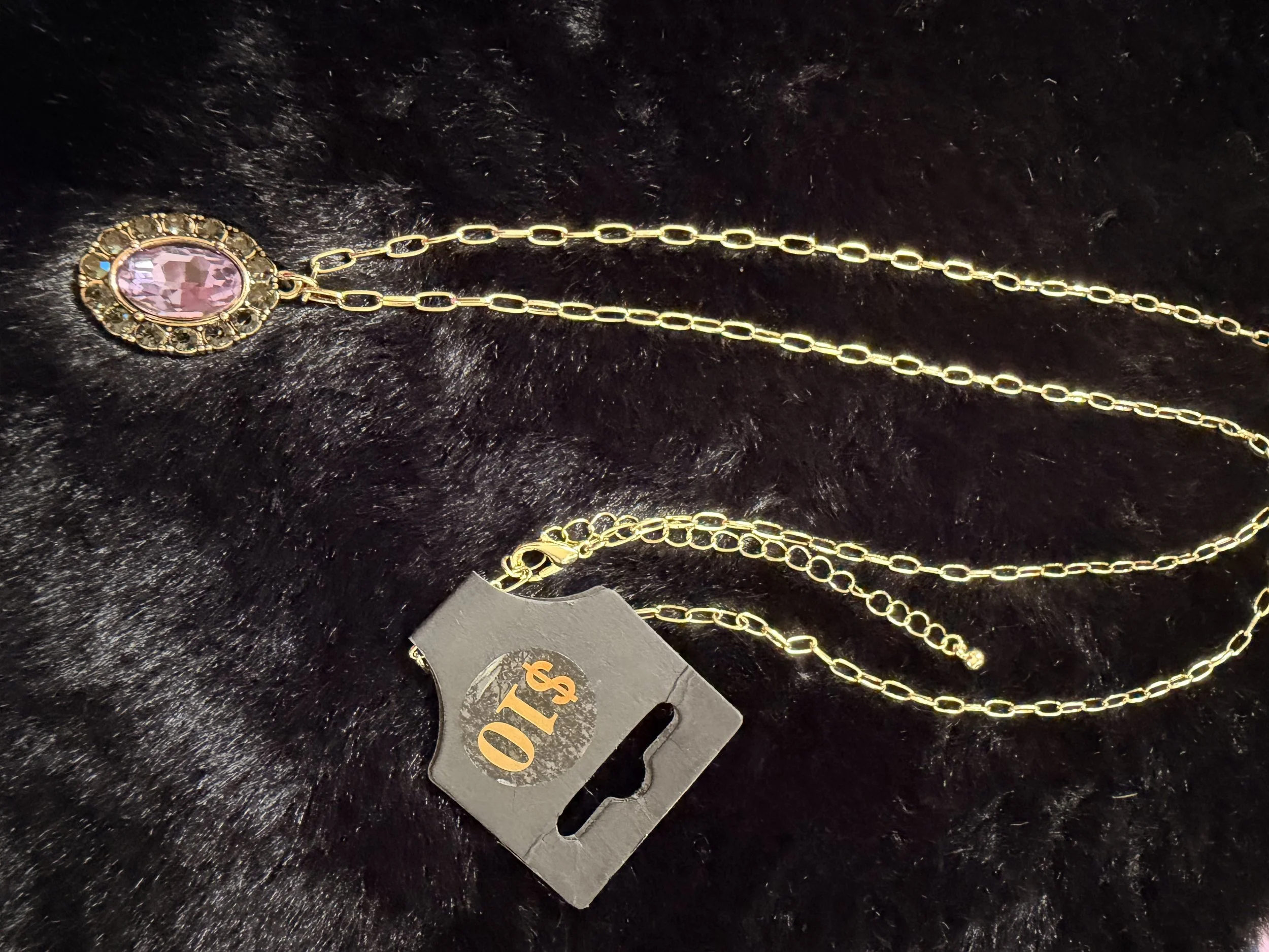 Gold Linkchain Purple Charm