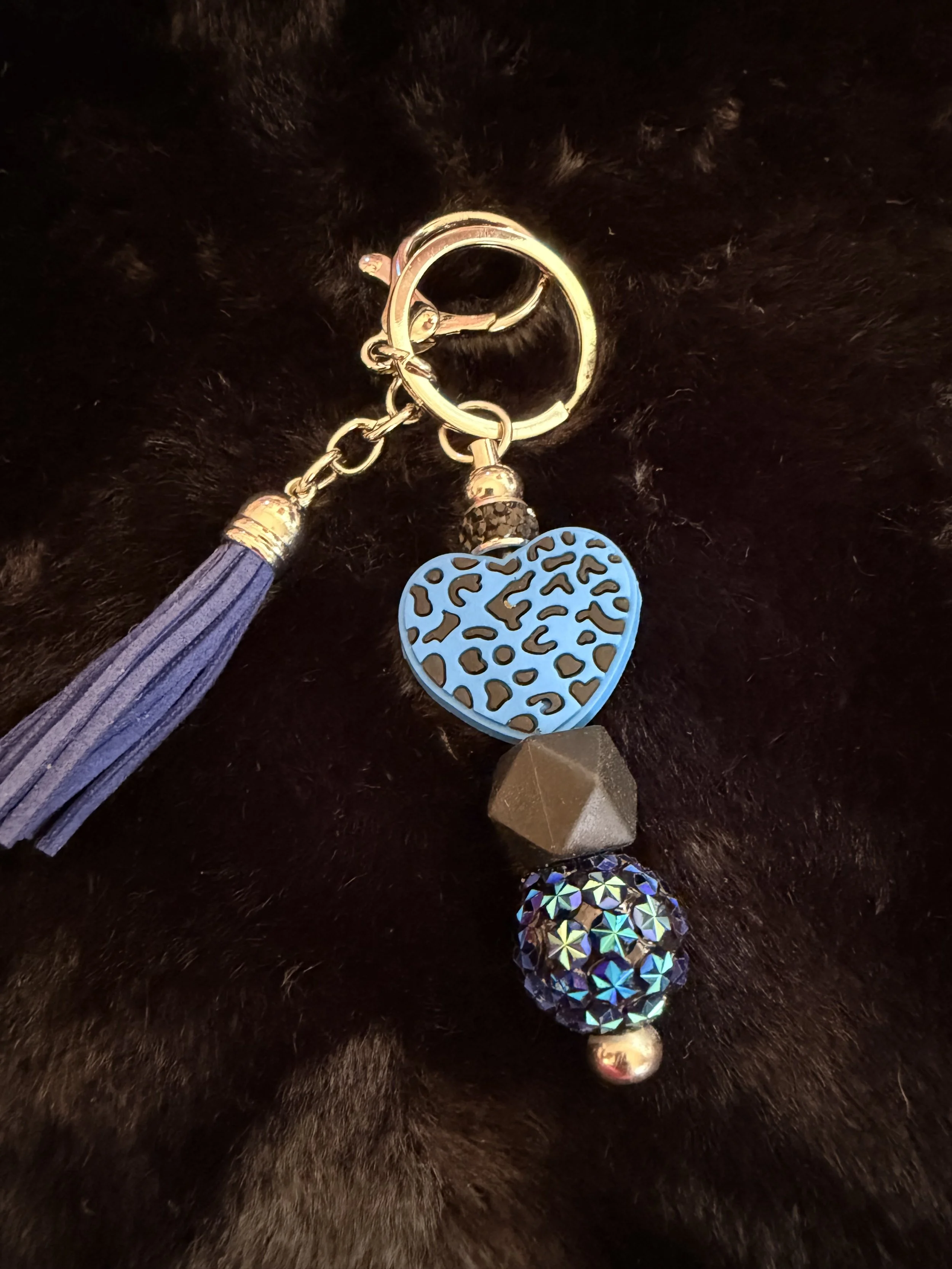 Black/Blue Heart Keychain