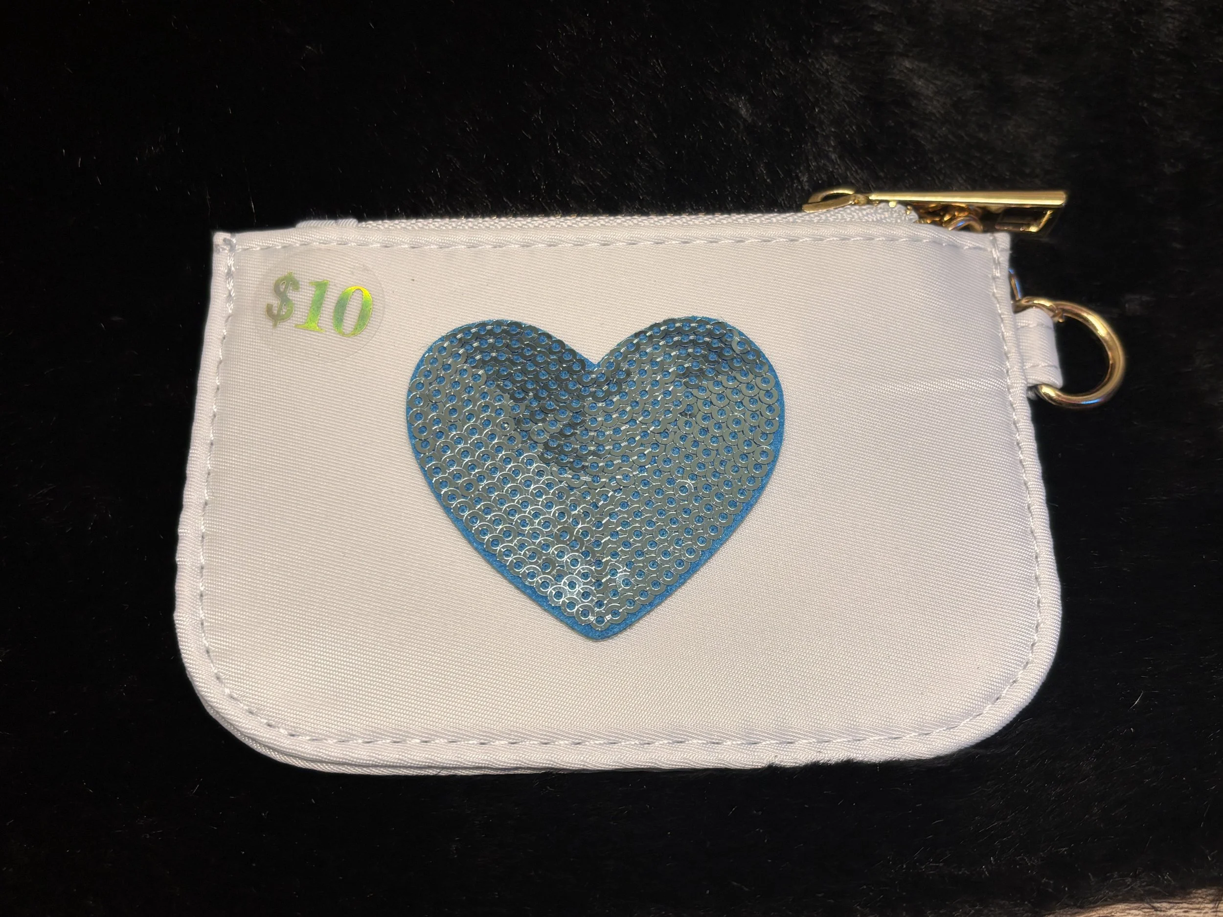 Blue heart keychain small wallet